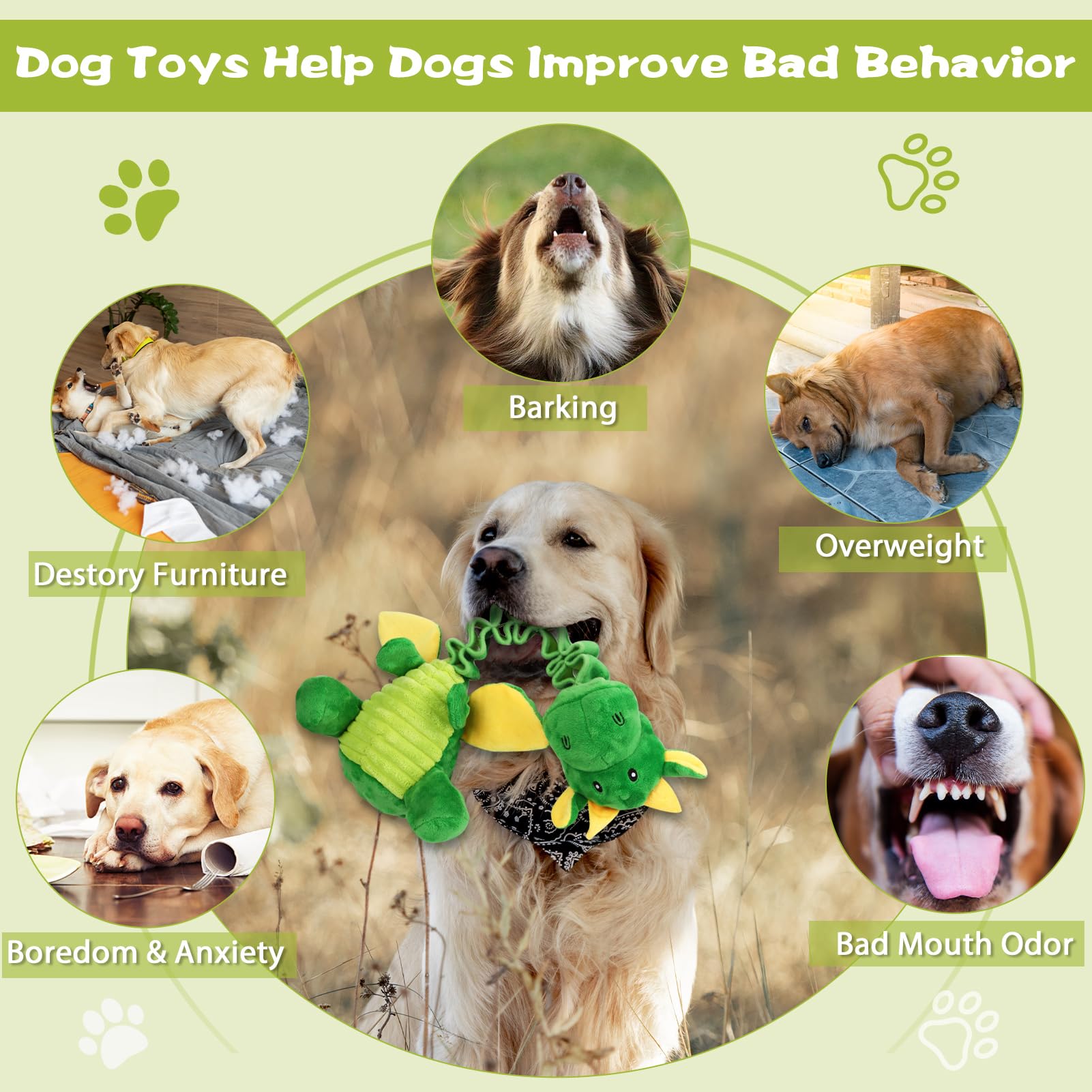Durable Squeaky Dog Toys for Small Medium Large Dogs - Interactive Plush Tug of War Puppy Toys with Crinkle Paper, Perfect for Bonding & Playtime - Great for Indoor & Outdoor Fun, Chewing & Training