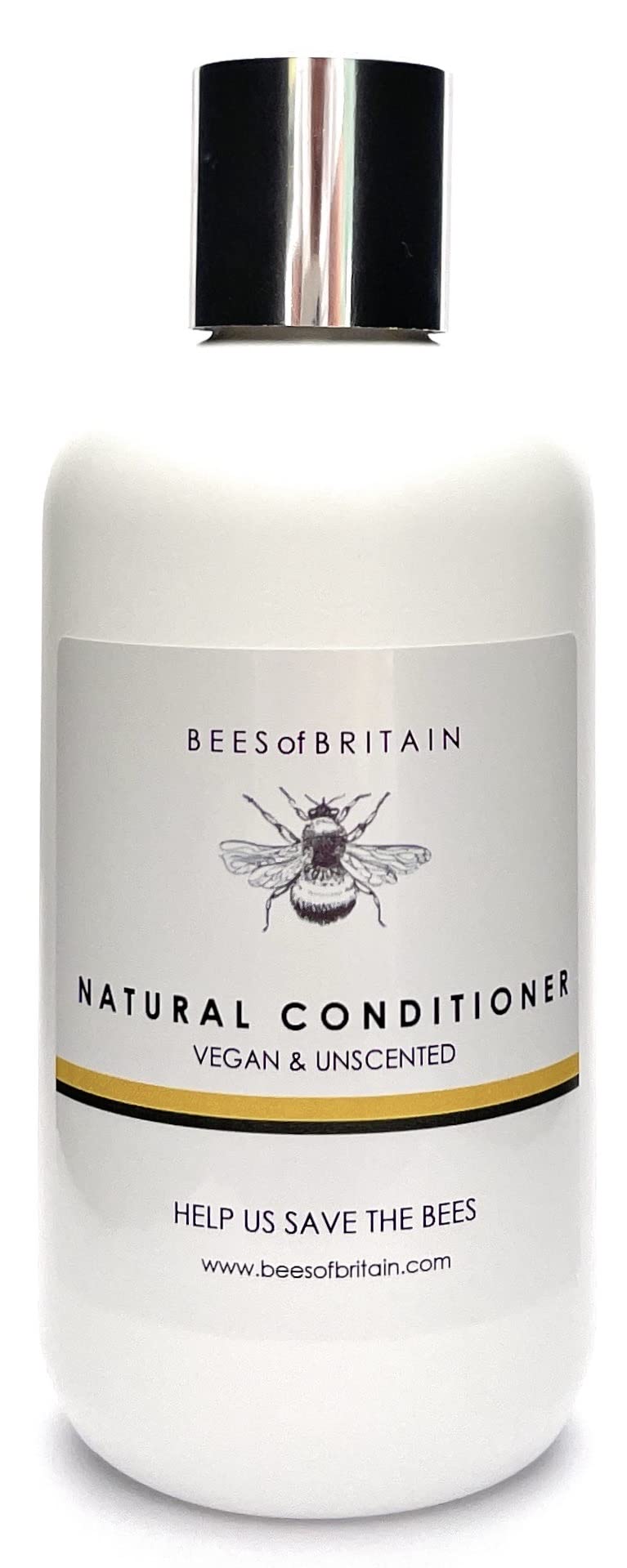 BEES of BRITAIN - 99% Natural Unscented Hair Conditioner for Sensitive Skin - Sulfate, Paraben & Silicone Free, pH 5.5 Balanced Formula - 250ml | Supports Bee Conservation (5% Profit Donated) - Ideal for Daily Hair Care & Eco-Conscious Consumers