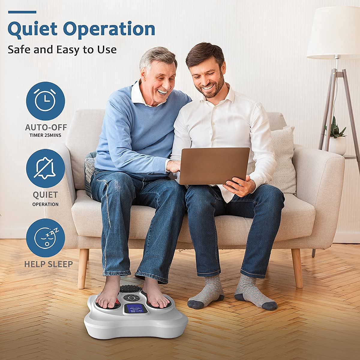 CRELIVER Foot Circulation Plus EMS & TENS Foot Massager - Electric Muscle Stimulator for Improved Blood Flow & Pain Relief - FSA/HSA Eligible - Perfect for Neuropathy, Swollen Feet & Post-Workout Recovery