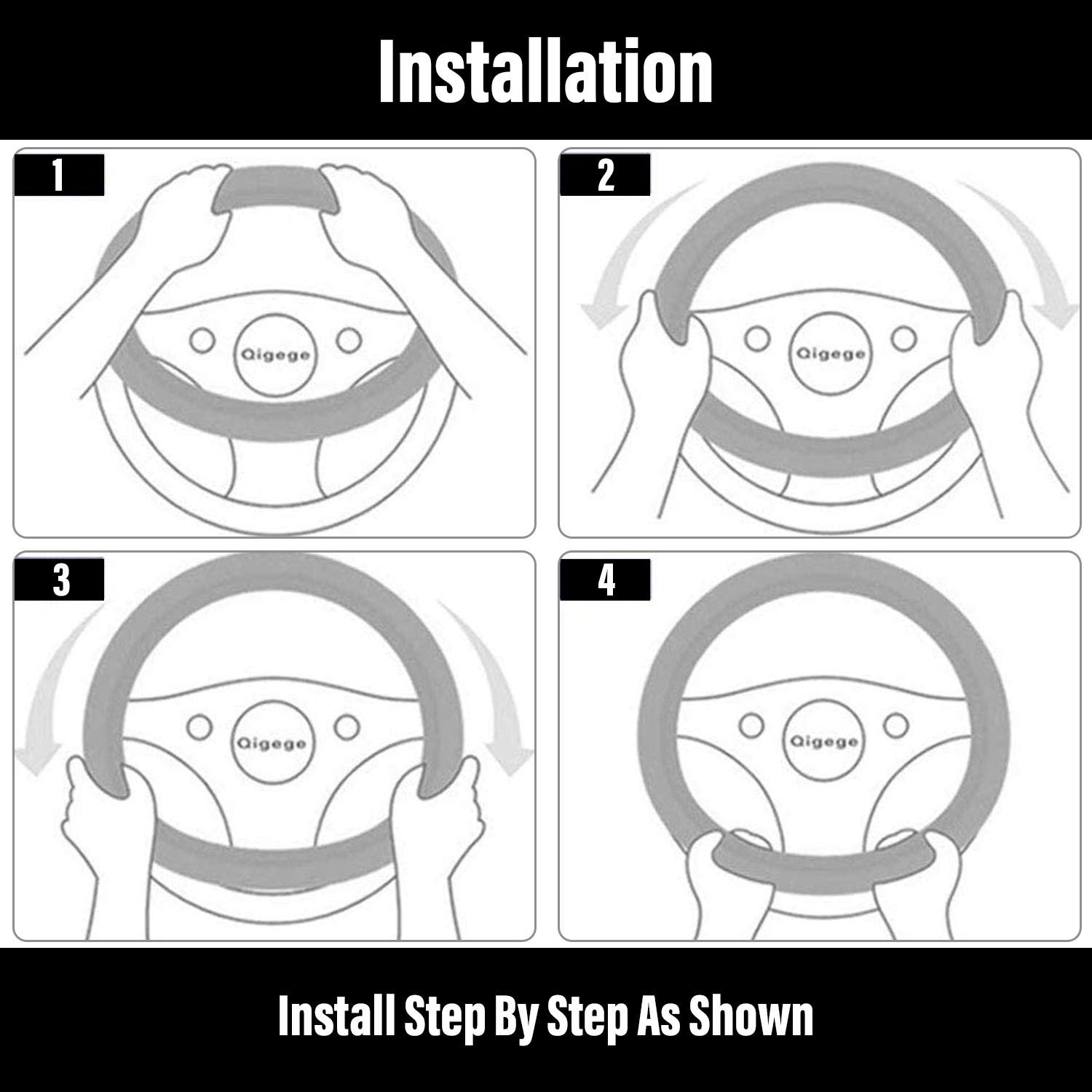 Ergocar Non-Slip D-Shaped Steering Wheel Cover - Premium Suede & Velvet Leather, Universal Fit for 38cm (15