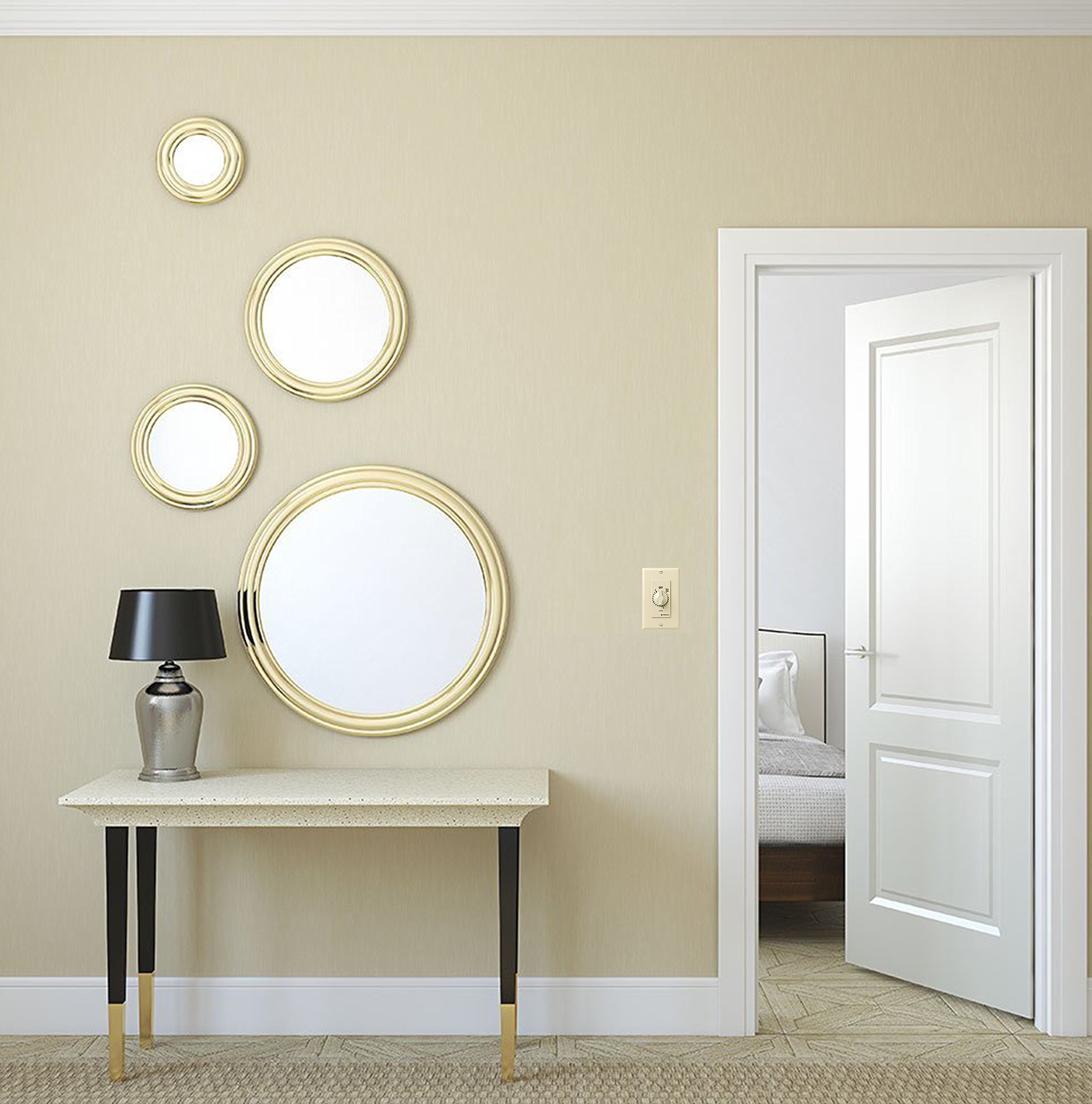Intermatic FD32H 2-Hour Spring-Loaded Wall Timer for Lights and Fans, Ivory - Perfect for Home, Office, and Outdoor Lighting Control