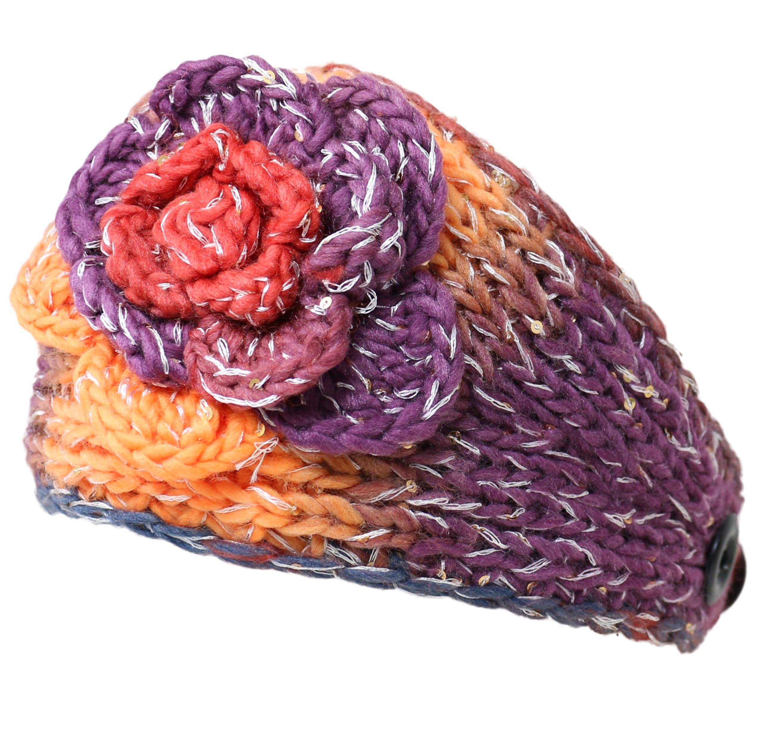 KMystic Winter Two Tone Flower Headband for Women - Red Floral Hair Accessory for Christmas, Holidays, and Winter Fashion