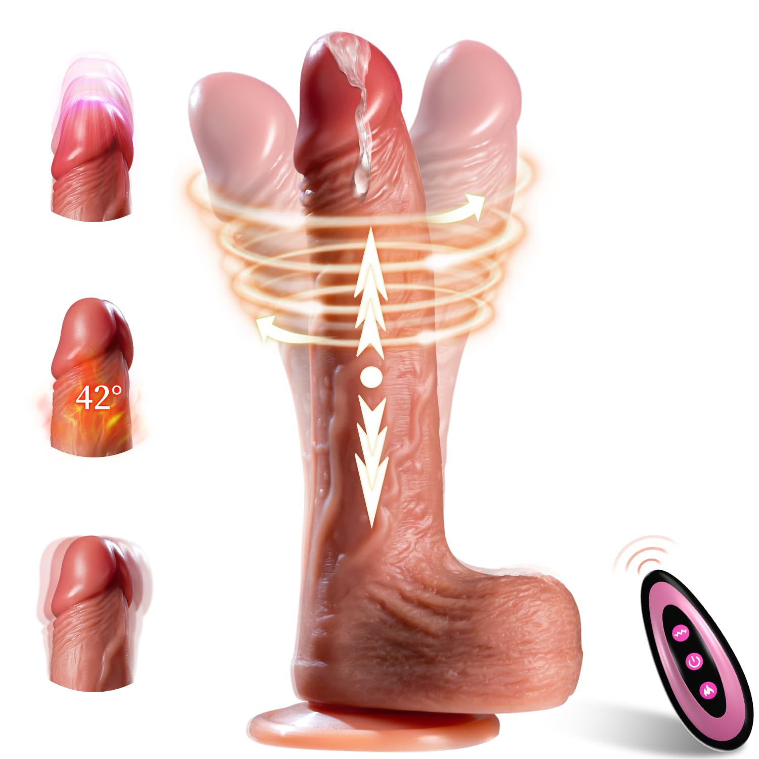 Realistic Thrusting Dildo Vibrator - 6-in-1 Suction Cup Sex Toy for Women with 9 Vibrations & 3 Thrusting Modes, Heating Function & Remote Control - Perfect for Couples Play, Solo Pleasure, and Anal Stimulation