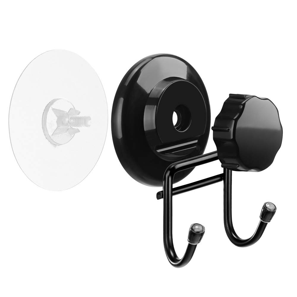 SANNO Heavy Duty Suction Cup Hooks - 12 Pack Strong Adhesive Bathroom Shower Hooks for Towels, Robes, Loofahs & Squeegees - Space Saving Kitchen & Bath Organization Solution (Black) - Perfect for Small Spaces, Dorm Rooms & RV Living