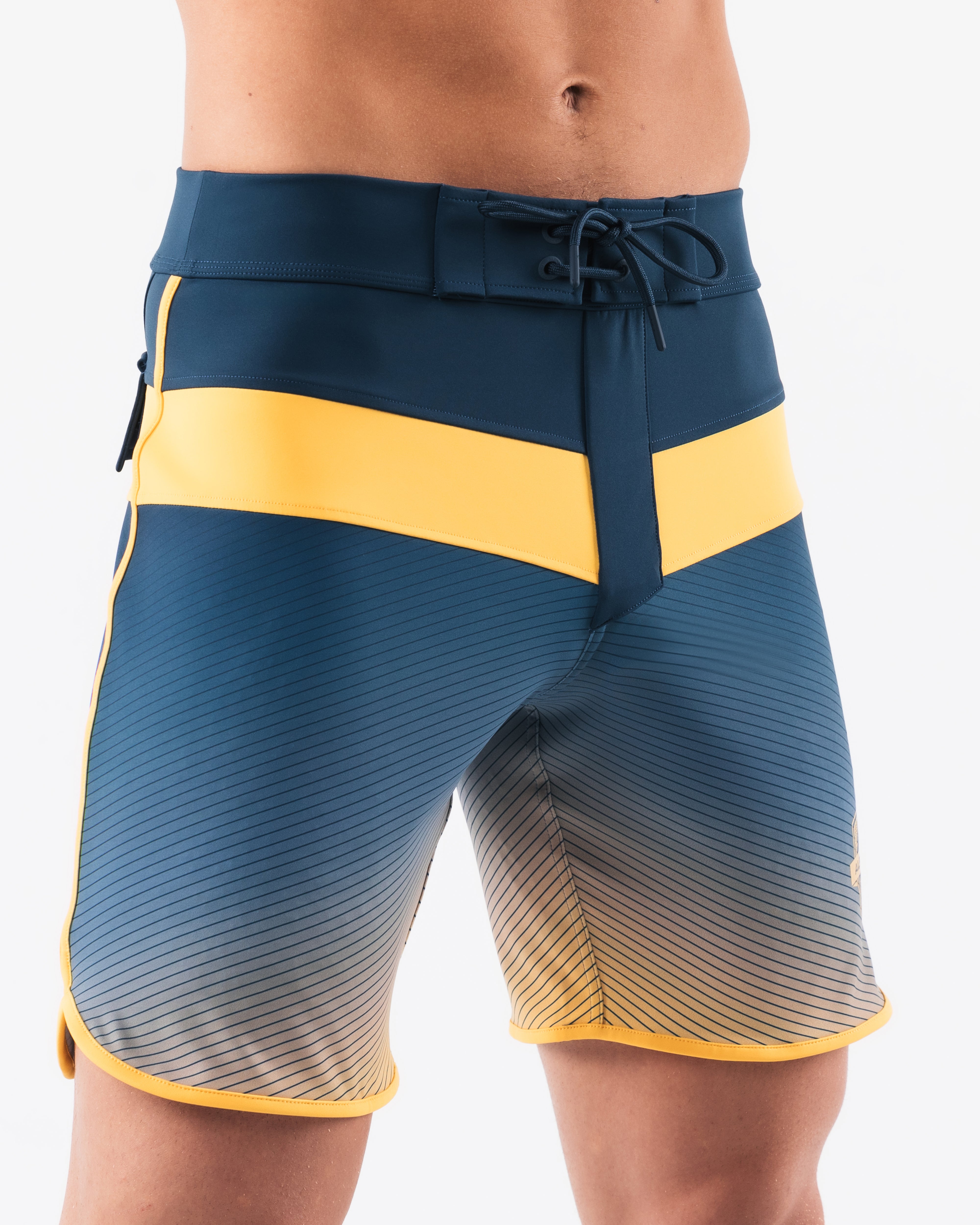 Titan Boardshort Swim Trunks for Men - Quick Dry, Comfortable Navy Sunset Print - Perfect for Beach, Pool, and Surfing