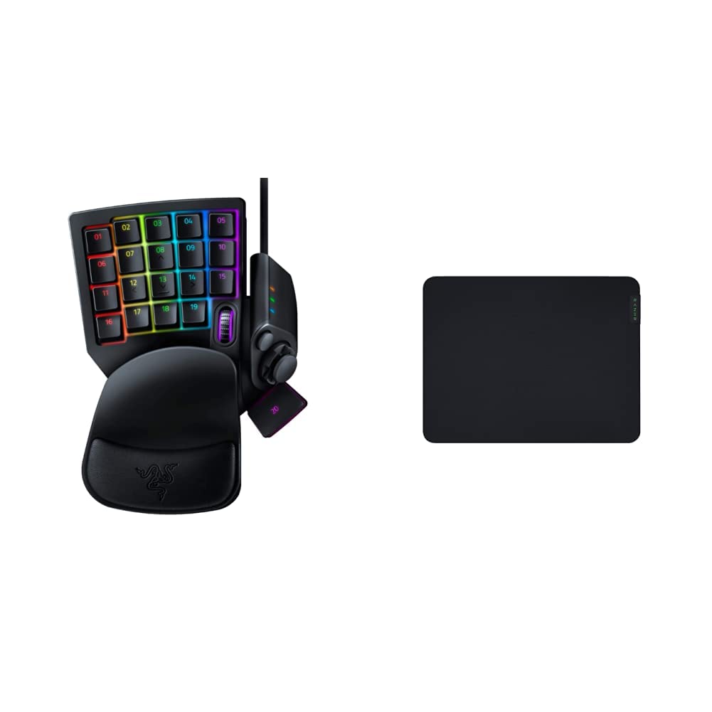 Razer Tartarus v2 Mechanical Gaming Keypad & Razer Gigantus v2 Cloth Mouse Pad (Medium) Bundle - Perfect for PC Gaming, MMO, and Esports Enthusiasts