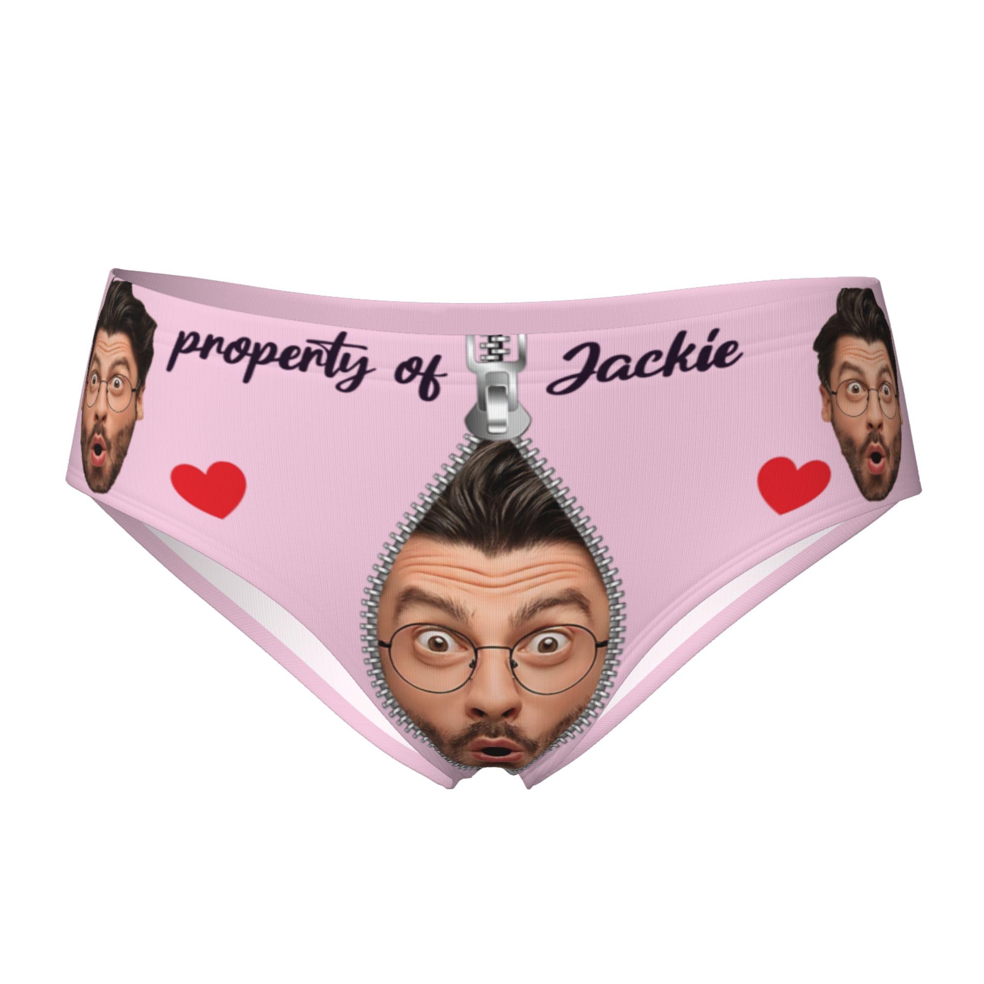 Custom Personalized Women's Triangle Underwear with Name & Photo Print | Double-Sided Design, Unique Romantic Gift for Her | Anniversary, Valentine's Day, Bridal Shower Present