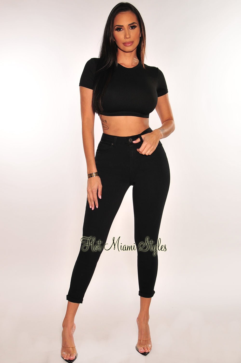 Black High Waisted Stretchy Skinny Jeans for Women - Slim Fit Denim Ankle Pants | Perfect for Casual Wear, Office & Night Out