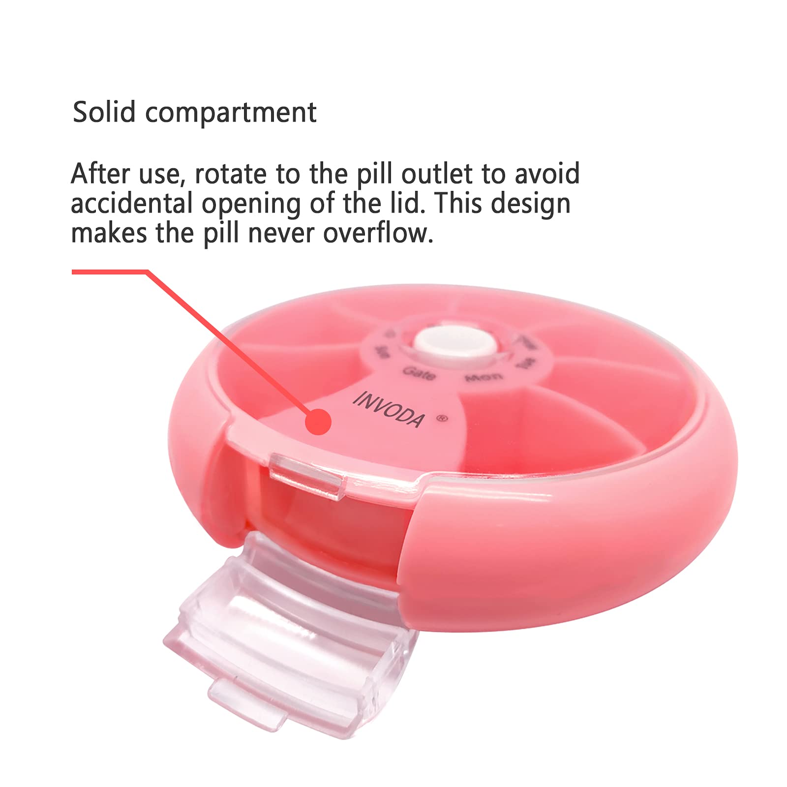 Portable Weekly Pill Organizer - Cute Round Travel Pill Case with Purse & Bag - Small Medicine Container for Daily Use, Travel, and On-the-Go (Pink) - Perfect for Home, Office, Gym, and Vacation