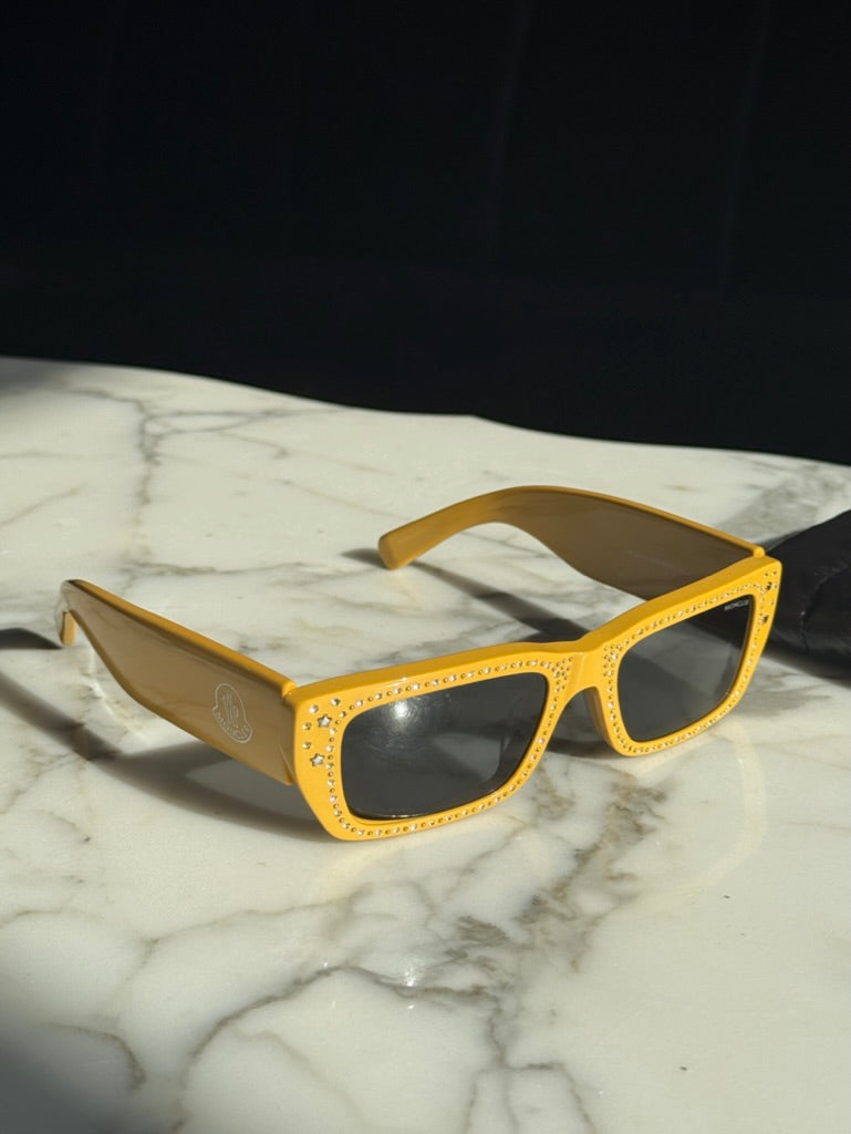 Moncler ML252 P Palm Angels Yellow Sunglasses for Men & Women - UV Protection, Fashionable & Lightweight - Perfect for Beach, Driving & Outdoor Activities