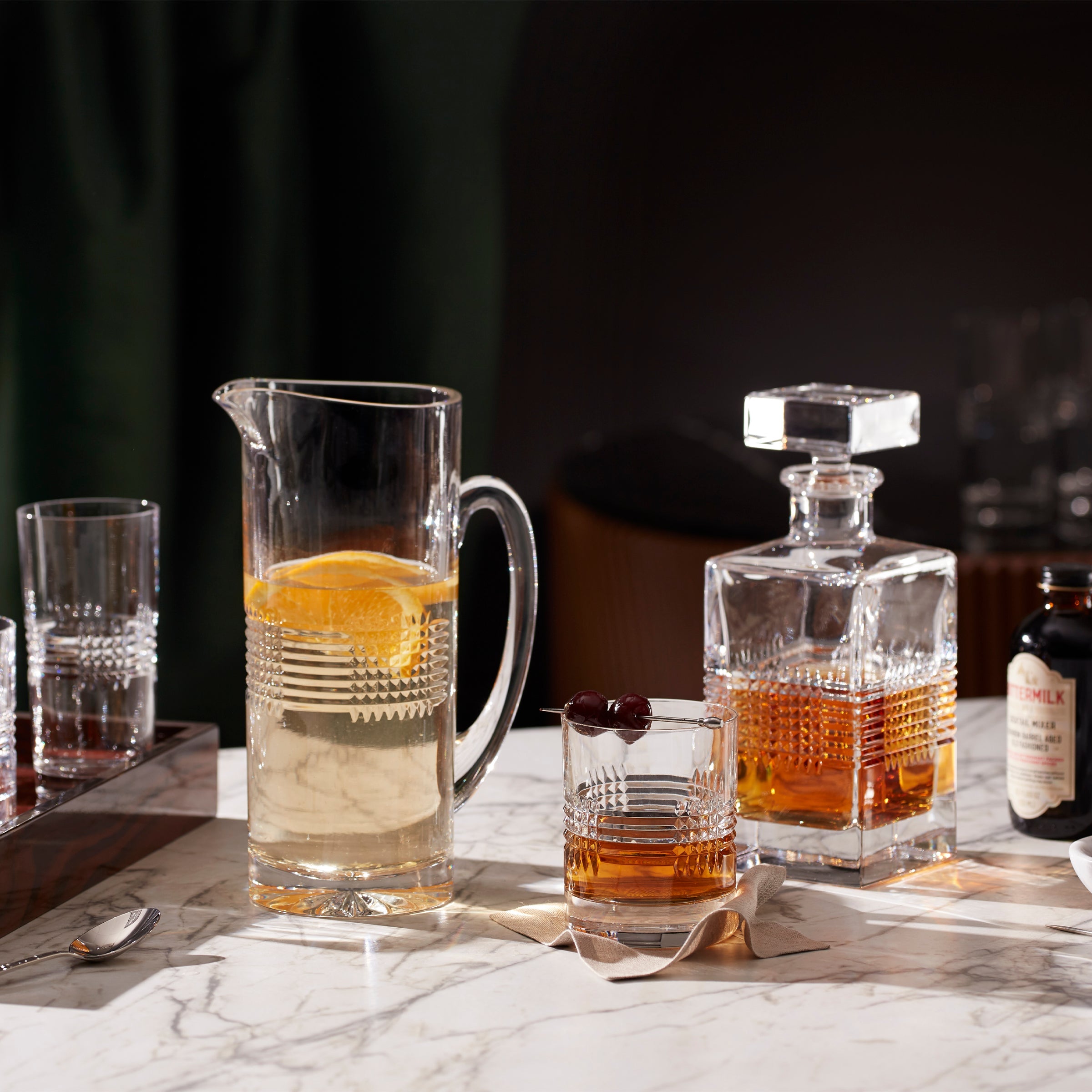 Premium Sloane Crystal Double Old Fashioned Glasses Set of 4 - Elegant Whiskey Tumbler for Bourbon, Scotch & Cocktails - Perfect for Home Bar, Gifts & Entertaining