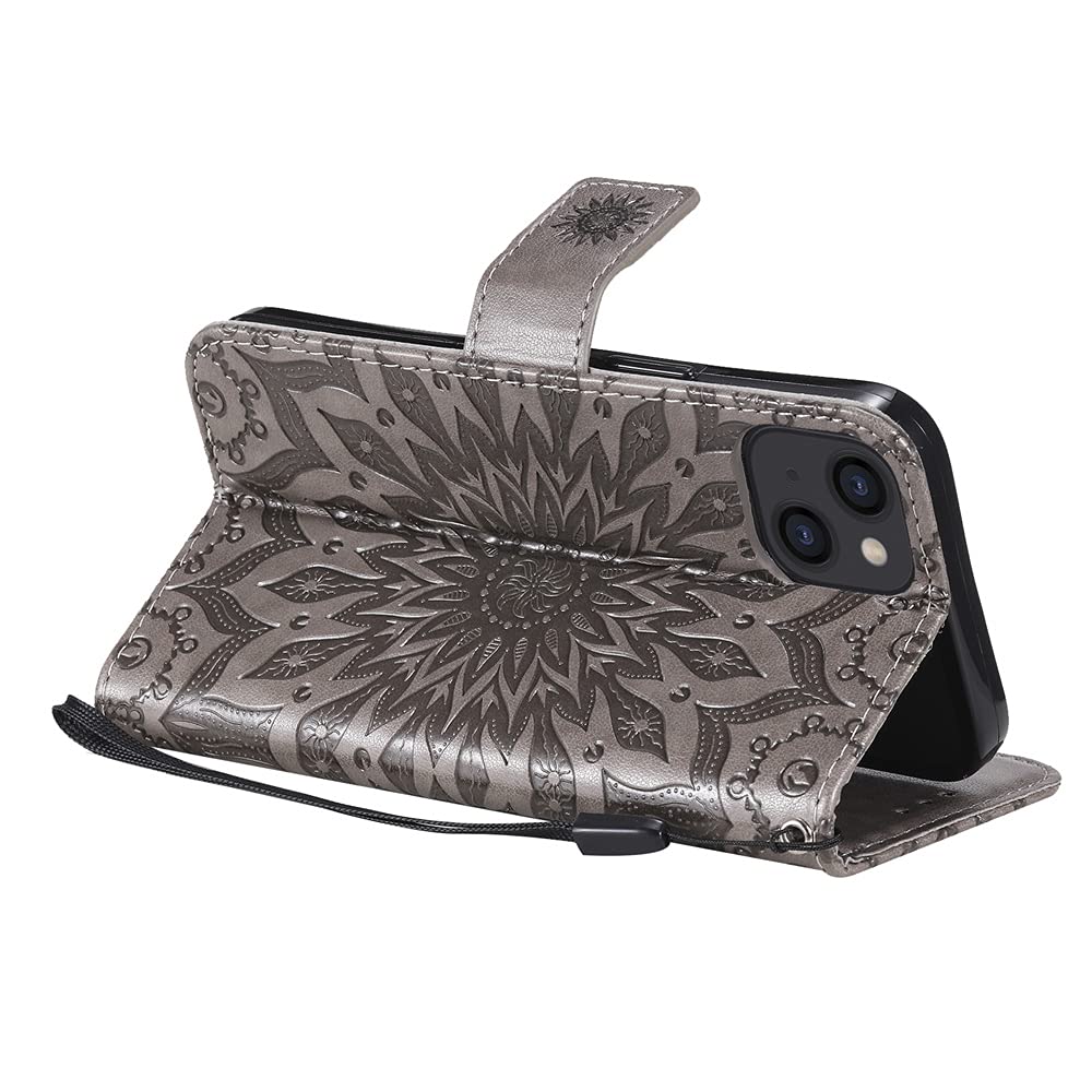 Premium PU Leather Magnetic Wallet Phone Case for iPhone 13 (6.1