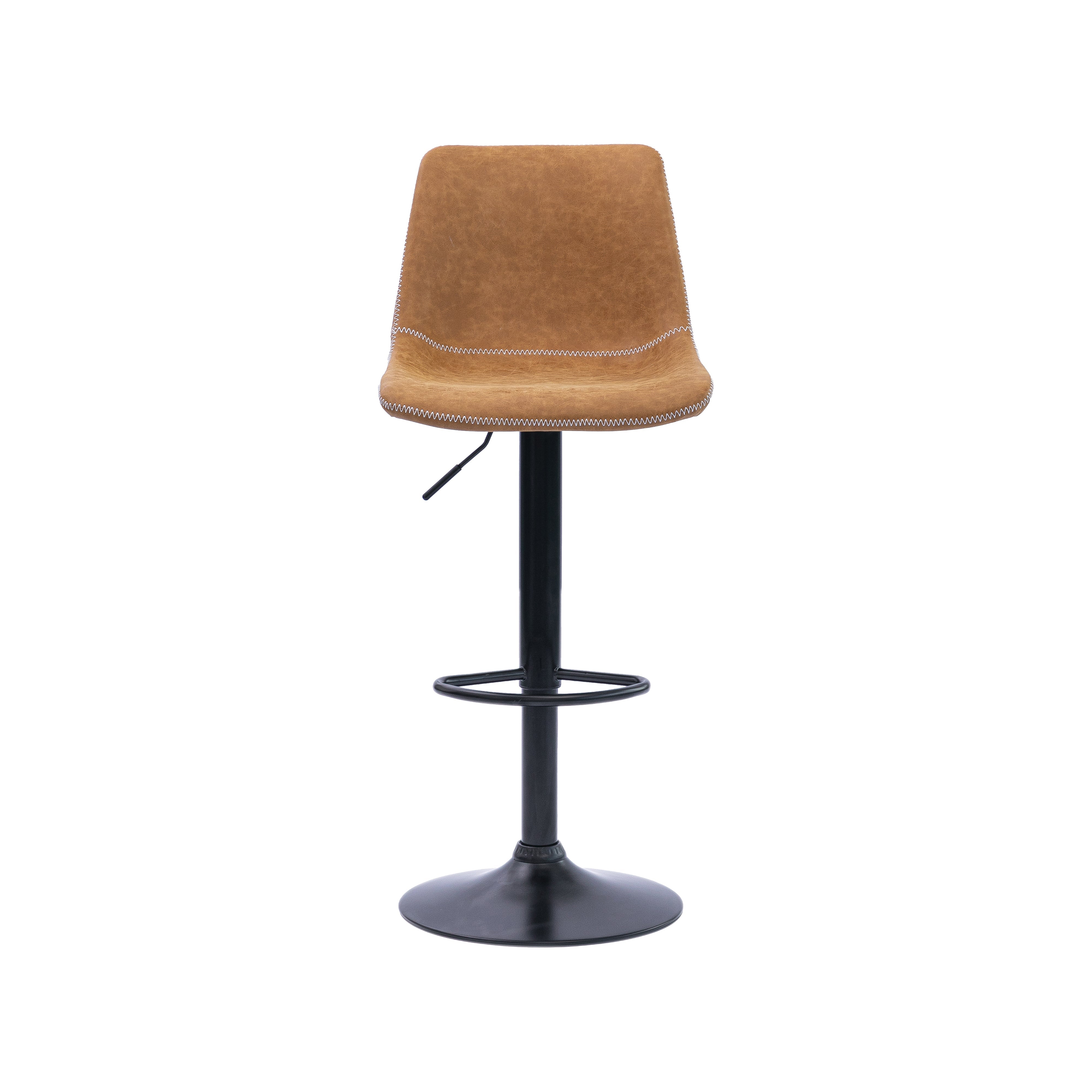 Urban Style Gary Bar Stools - Set of 2 Adjustable Height Black Metal Barstools with Tan PU Cushioned Seats | Perfect for Kitchen Islands, Home Bars & Breakfast Nooks
