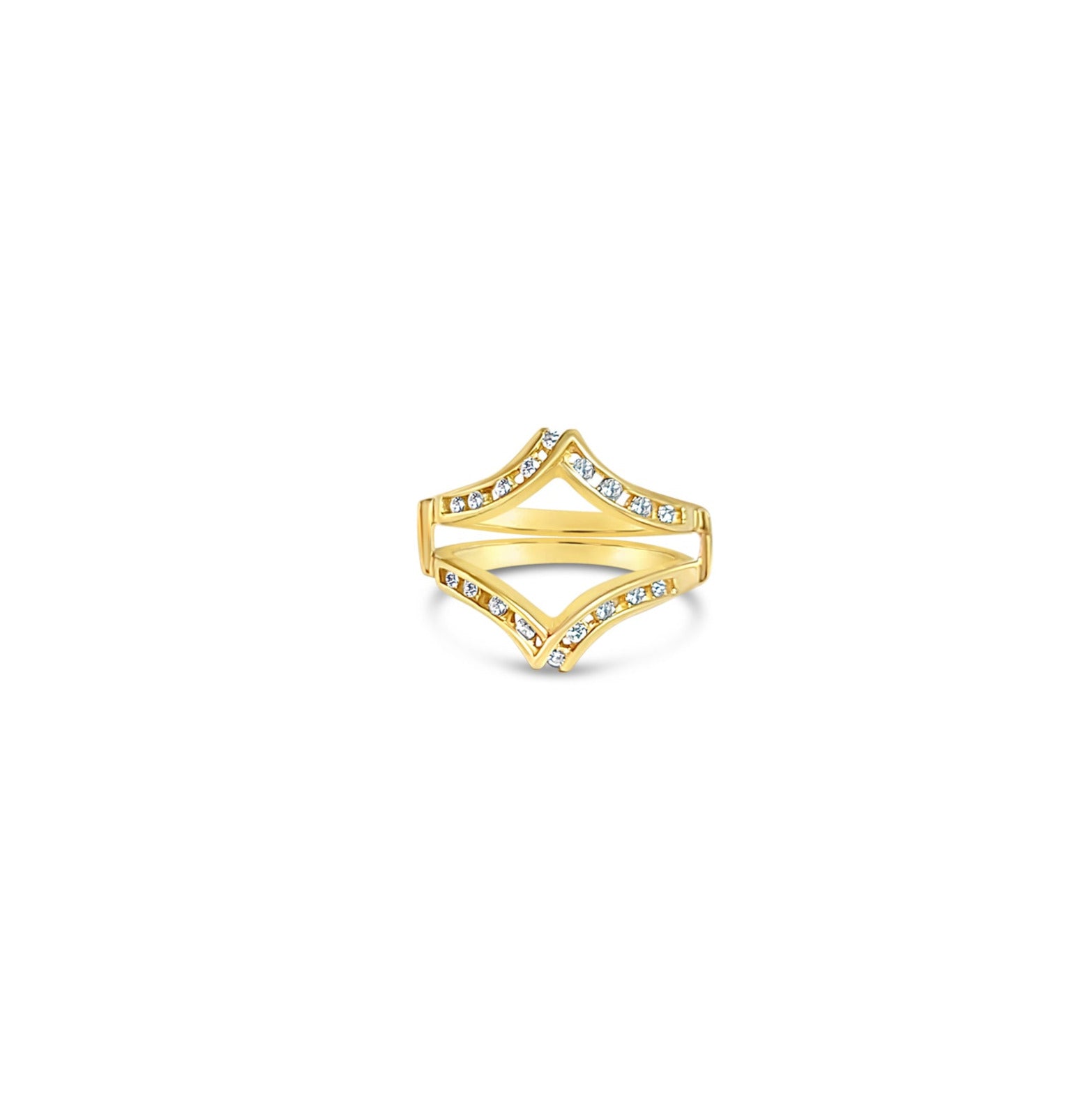 Double V Shaped Diamond Ring Guard Enhancer - Elegant Wedding Band Enhancer for Engagement Rings, Perfect Bridal Jewelry Gift (Great for Proposals, Anniversaries & Special Occasions)