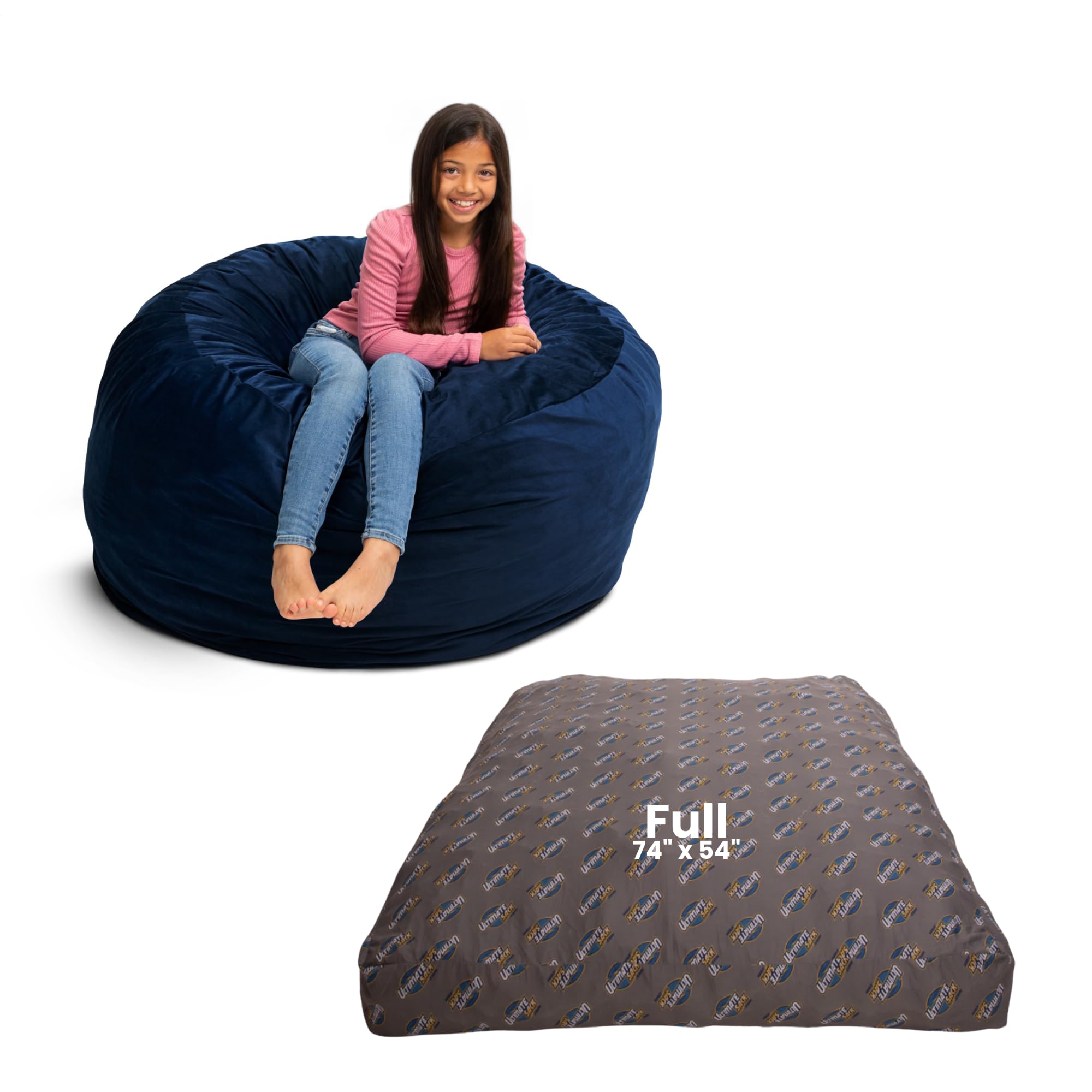 ULTIMATE SACK Convertible Bean Bag Chair - 3-in-1 Cozy Sleeper, Sofa Bed & Futon Alternative | Comfortable & Stylish Lounge Furniture for Living Room, Bedroom, Dorm, Guest Room | Perfect for Movie Nights, Sleepovers & Small Space Living