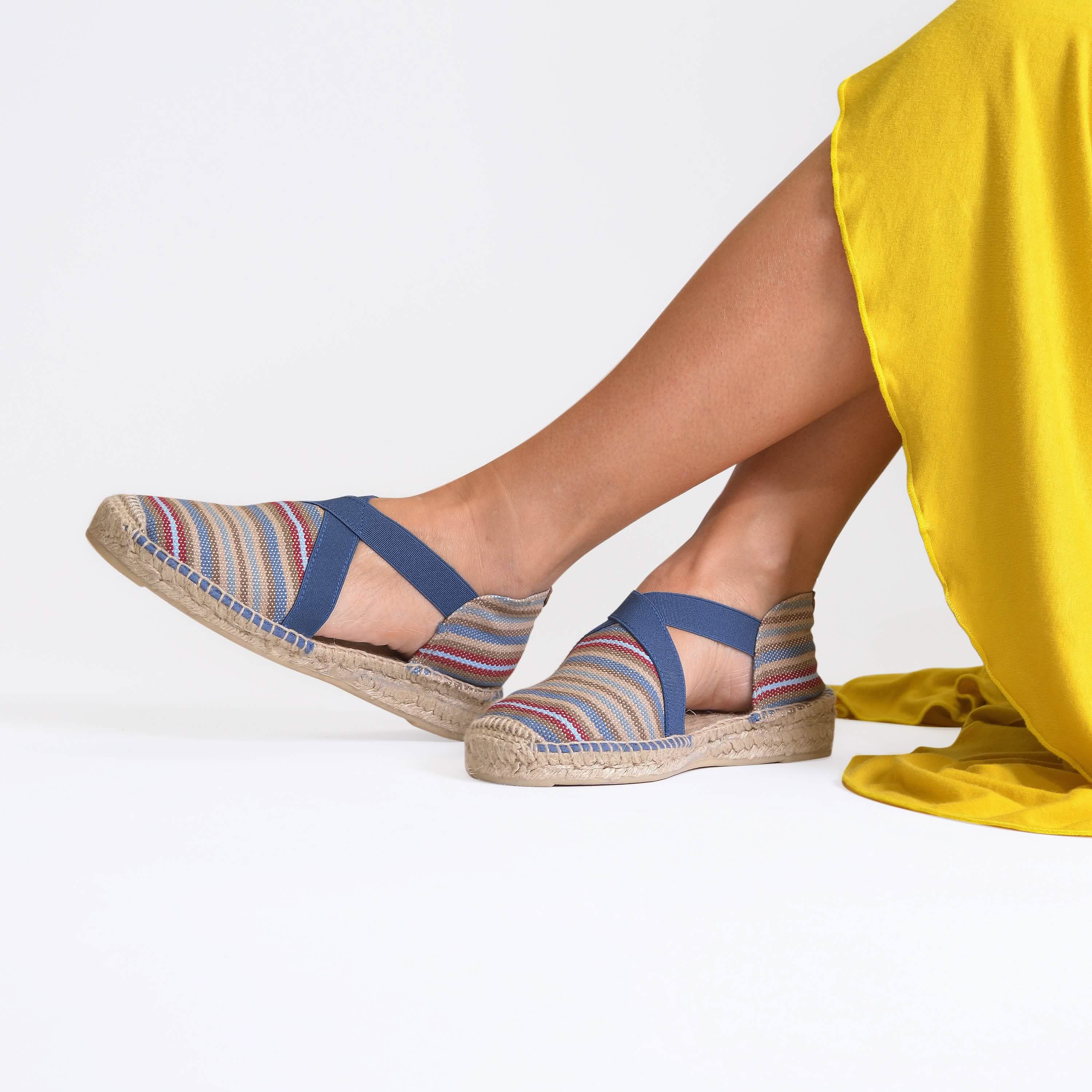Women's Striped Cotton Blend Wedge Espadrille Shoes - Comfortable Summer Casual Flats for Beach, Vacation & Everyday Wear