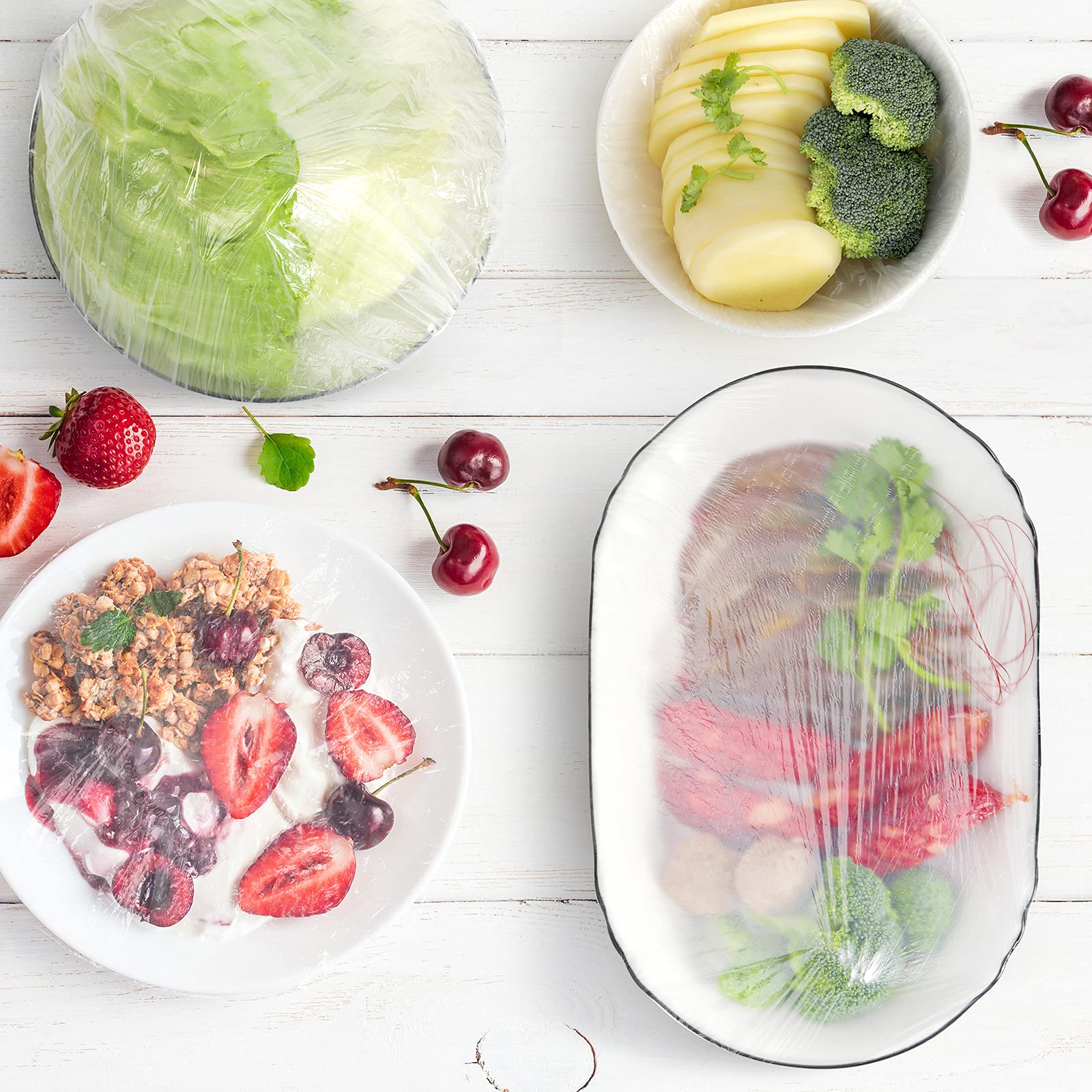 150-Piece Elastic Bowl Covers - Stretchable Food Lids for Bowls, Plates & Jars - Home & Outdoor Use