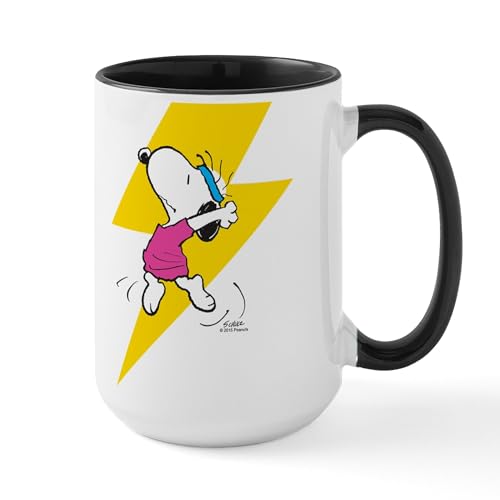 White/Black Inside - Peanuts Snoopy Dance Lightning Large Mug