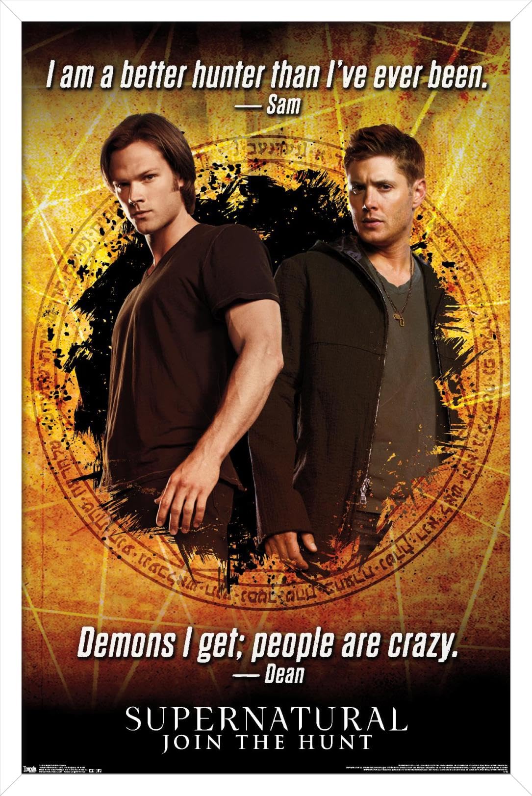 Supernatural TV Show Quotes Wall Poster - 22.375 x 34 Inches, White Framed Version - Perfect for Home Decor, Office & Fan Gifts