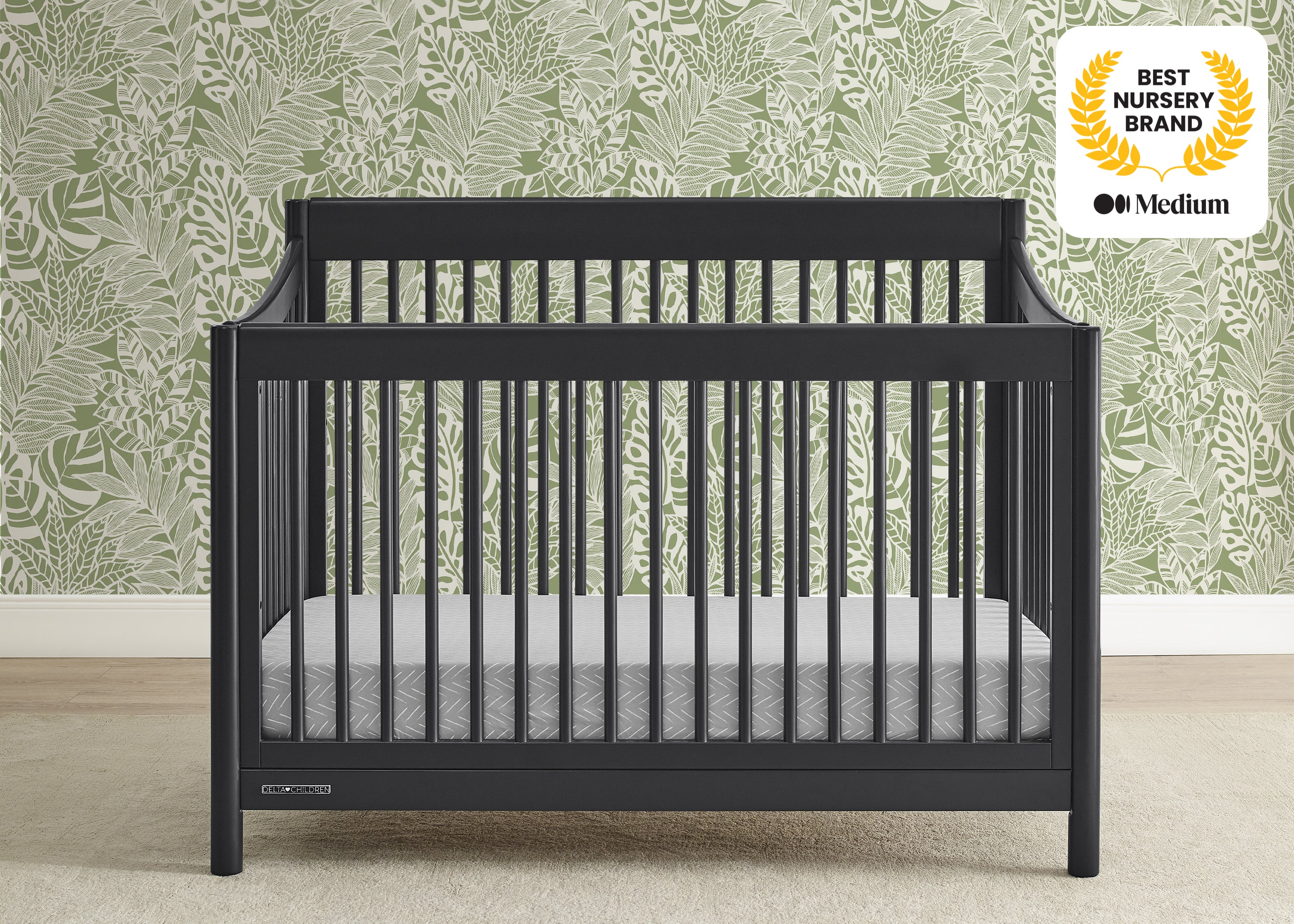 Brooks 6-in-1 Convertible Baby Crib - Toddler Bed & Full-Size Bed Conversion - Safe Nursery Furniture for Newborn to Adult - Perfect for Baby Rooms, Daycares, and Guest Bedrooms