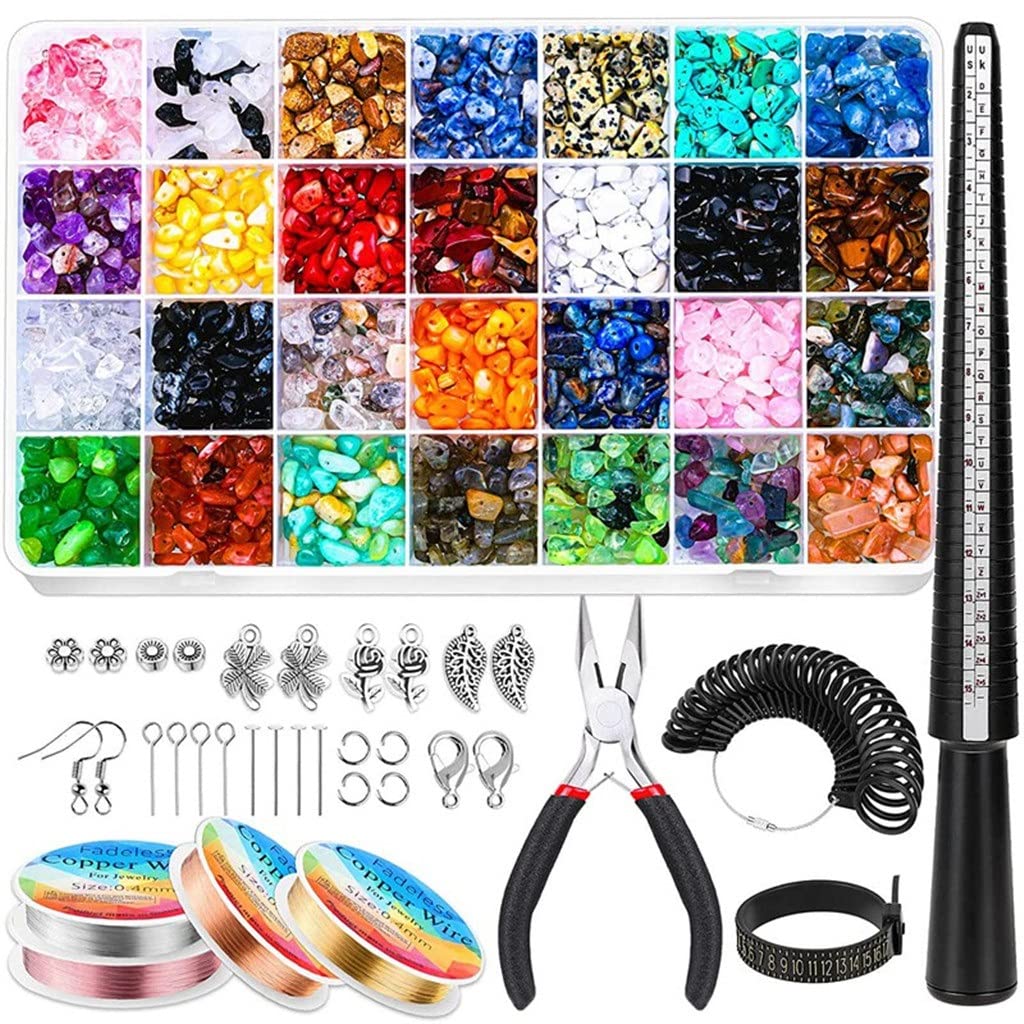1718Pcs Jewelry Making Kit - DIY Ring Making Supplies with 28 Color Beads, Ring Sizer Tools, Jewelry Wire & Pliers | Perfect for Handmade Jewelry, Gifts & Craft Projects (Color: A, Size: One Size)