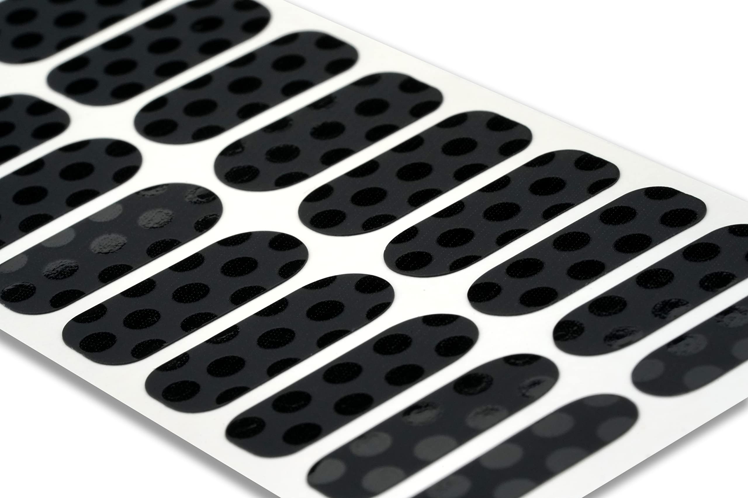 20 Exquisite Gel Nail Polish Strips with Application Accessories - No UV/LED Lamp Needed (Black Matte with Glossy Dots) | TOUGH GIRLS Nail Art Kit for DIY Manicures at Home, Parties, and Special Occasions