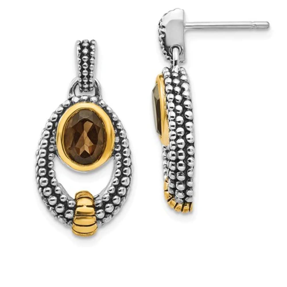 Sterling Silver Gold-Plated Quartz Earrings for Women – Elegant Dangle Drop Earrings for Party, Wedding & Everyday Wear