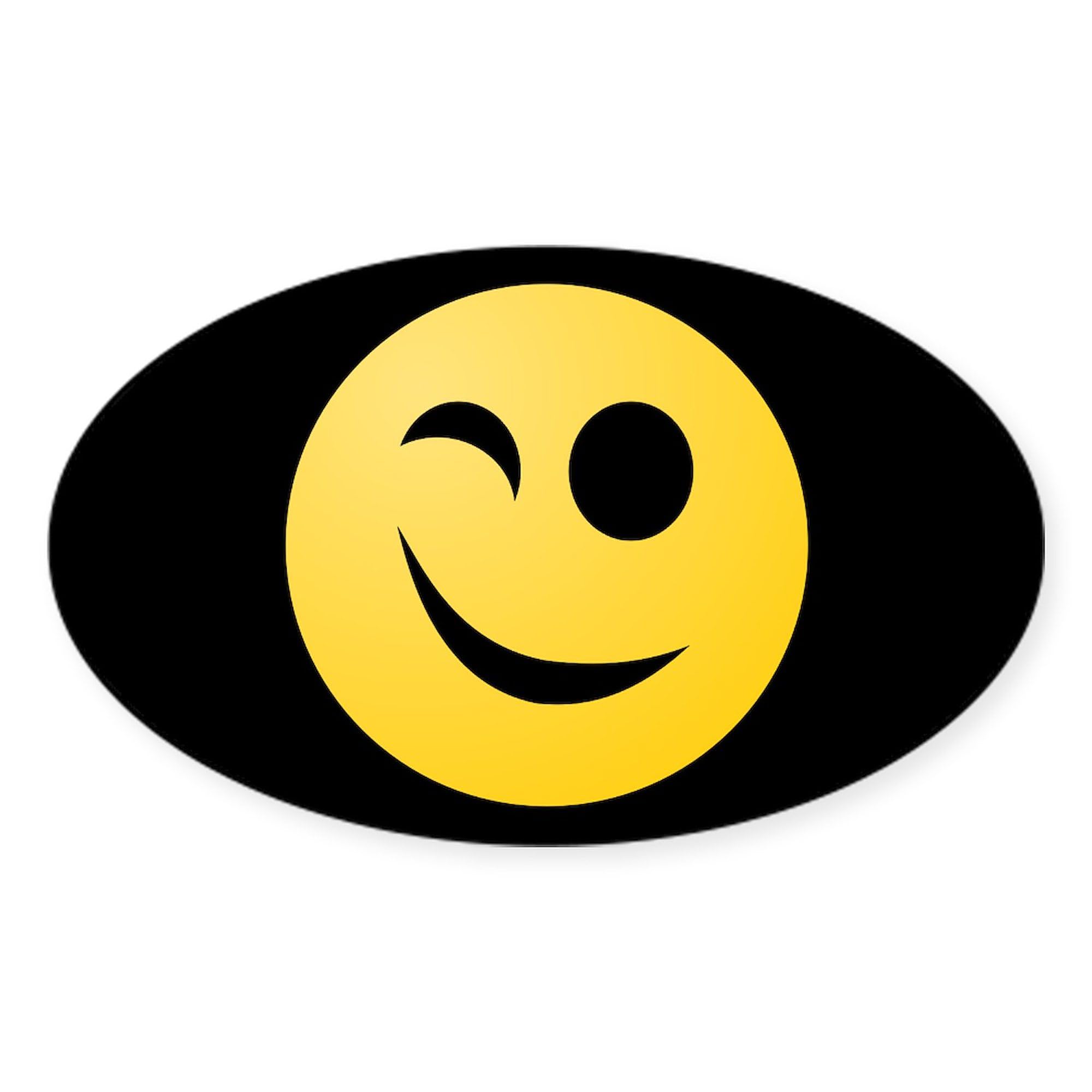Smiley Oval Car Bumper Sticker - Fun Decal for Vehicles & Laptops