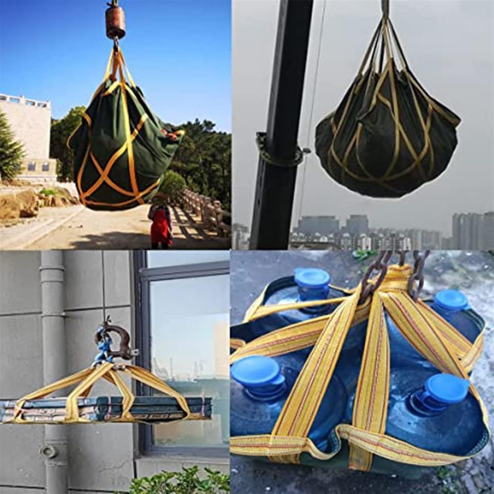 Heavy Duty Canvas Lifting Net - 1.5-2Ton Capacity Nylon Sling Bag, Reusable Crane Pallet Cargo Net for Forklift & Hoisting (120x120cm) - Ideal for Construction, Warehouse Loading & Industrial Material Handling