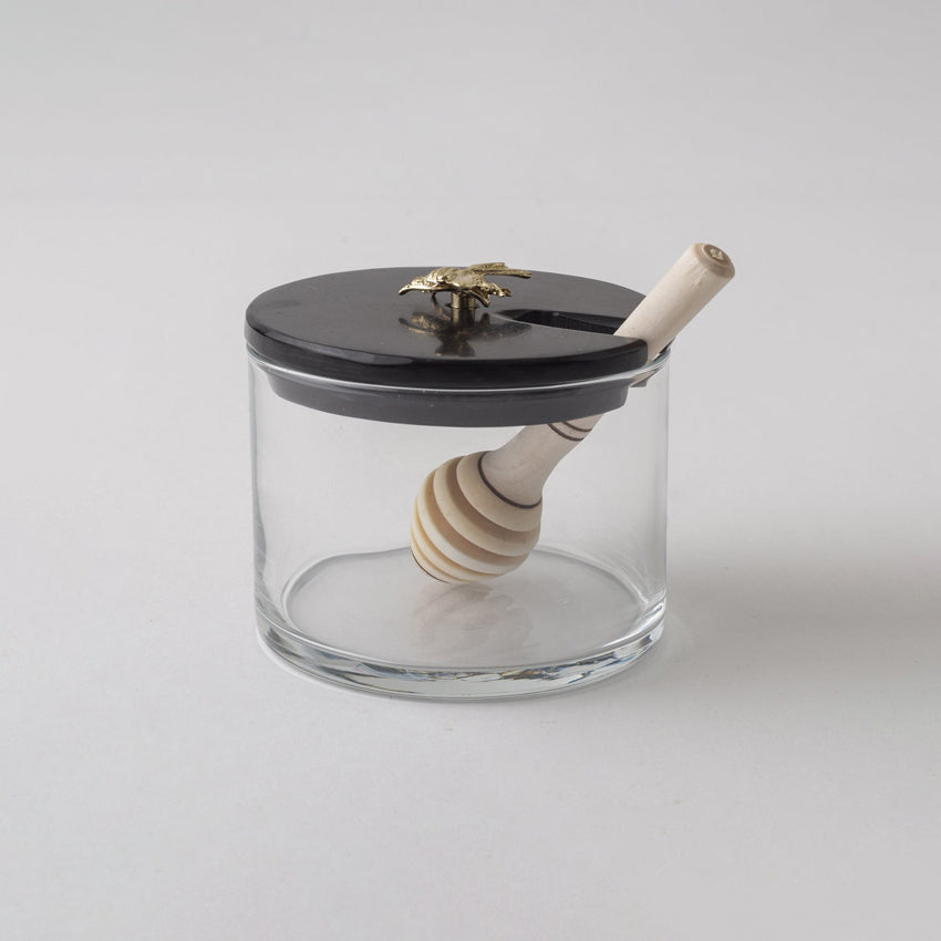 CDMX Design Bruci Beehive Honey Pot - Premium Ceramic Honey Jar with Wooden Dipper, Perfect for Tea, Toast & Gift Giving