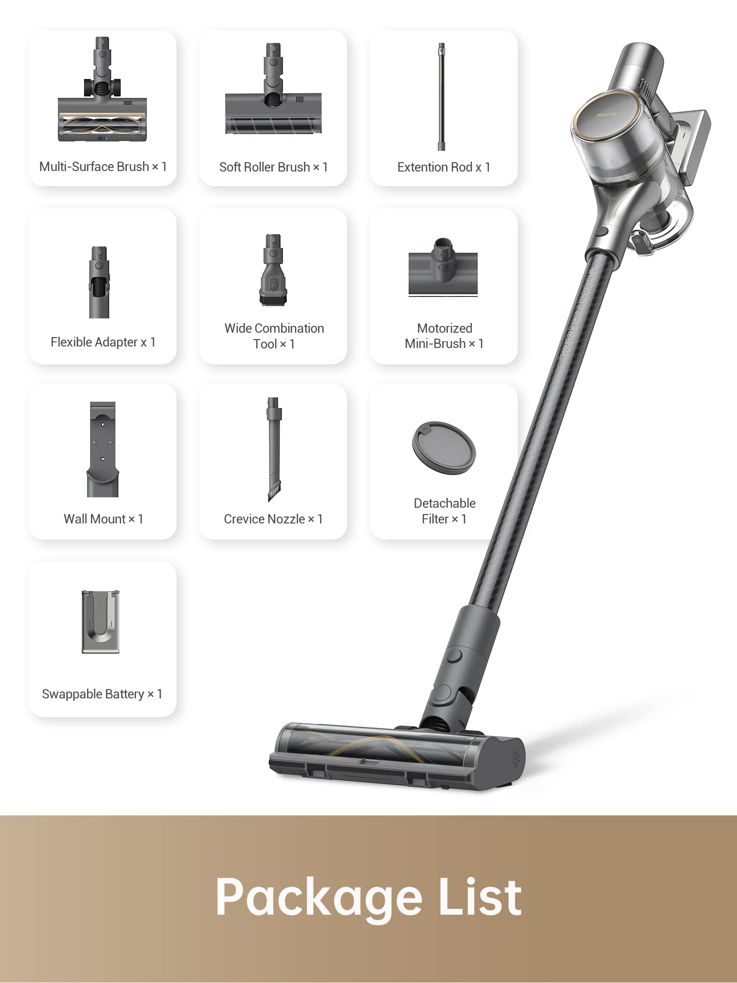 dreame R20 Cordless Vacuum Cleaner - Powerful Stick Handheld Vacuum with Dual Brush Heads, 90 Min Runtime, Rechargeable for Hard Floors, Carpets & Pet Hair | Ideal for Home Cleaning, Quick Pickup & Pet Owners