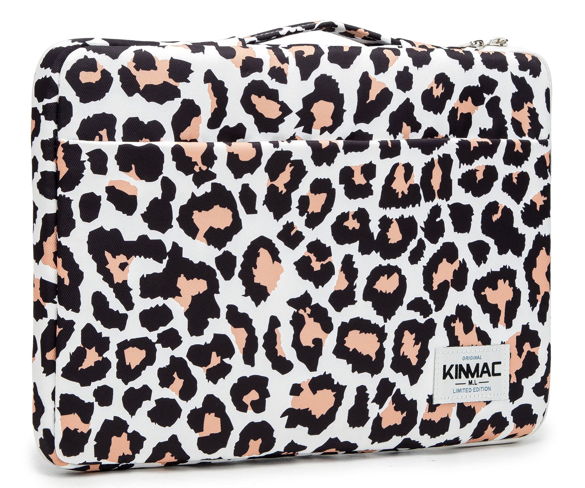 Kinmac 360° Protective Waterproof Laptop Sleeve Case with Handle for MacBook Pro 16 & 15-15.6 Inch Laptops - Leopard Pink Design | Perfect for Travel, Office & School Use
