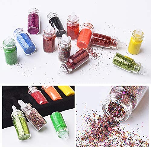 Belicia 48 Bottles 3D Nail Art Decorations - Rhinestones, Diamonds, Sequins, Glitter & Metal Crystal Beads Mix for Christmas Nail Designs (Small Bottle) | Perfect for DIY Manicure, Nail Salon, Party & Holiday Nail Art