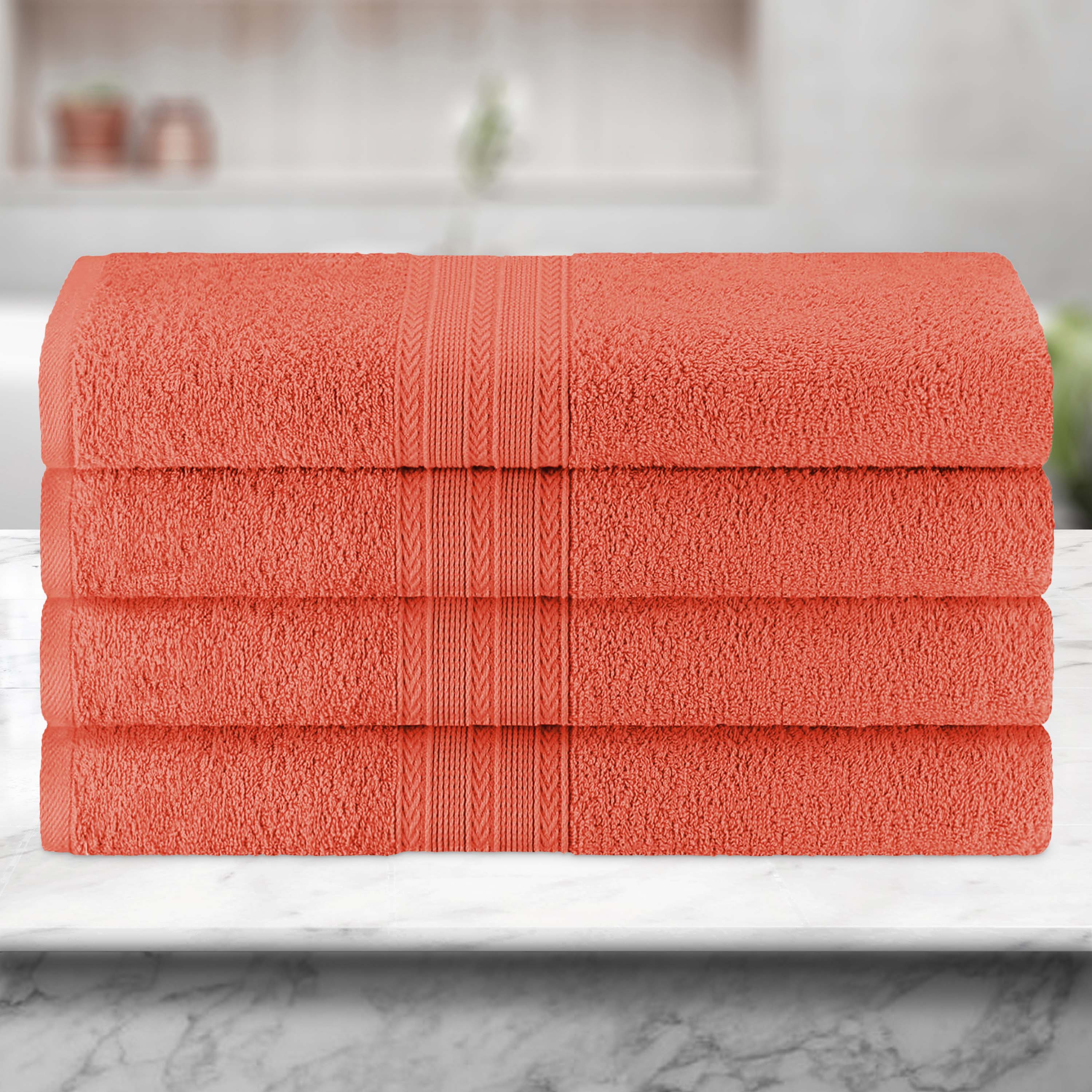 Premium 100% Cotton Eco-Friendly 4-Piece Bath Towel Set - Soft, Absorbent & Hypoallergenic - Perfect for Spa, Bathroom & Beach Use