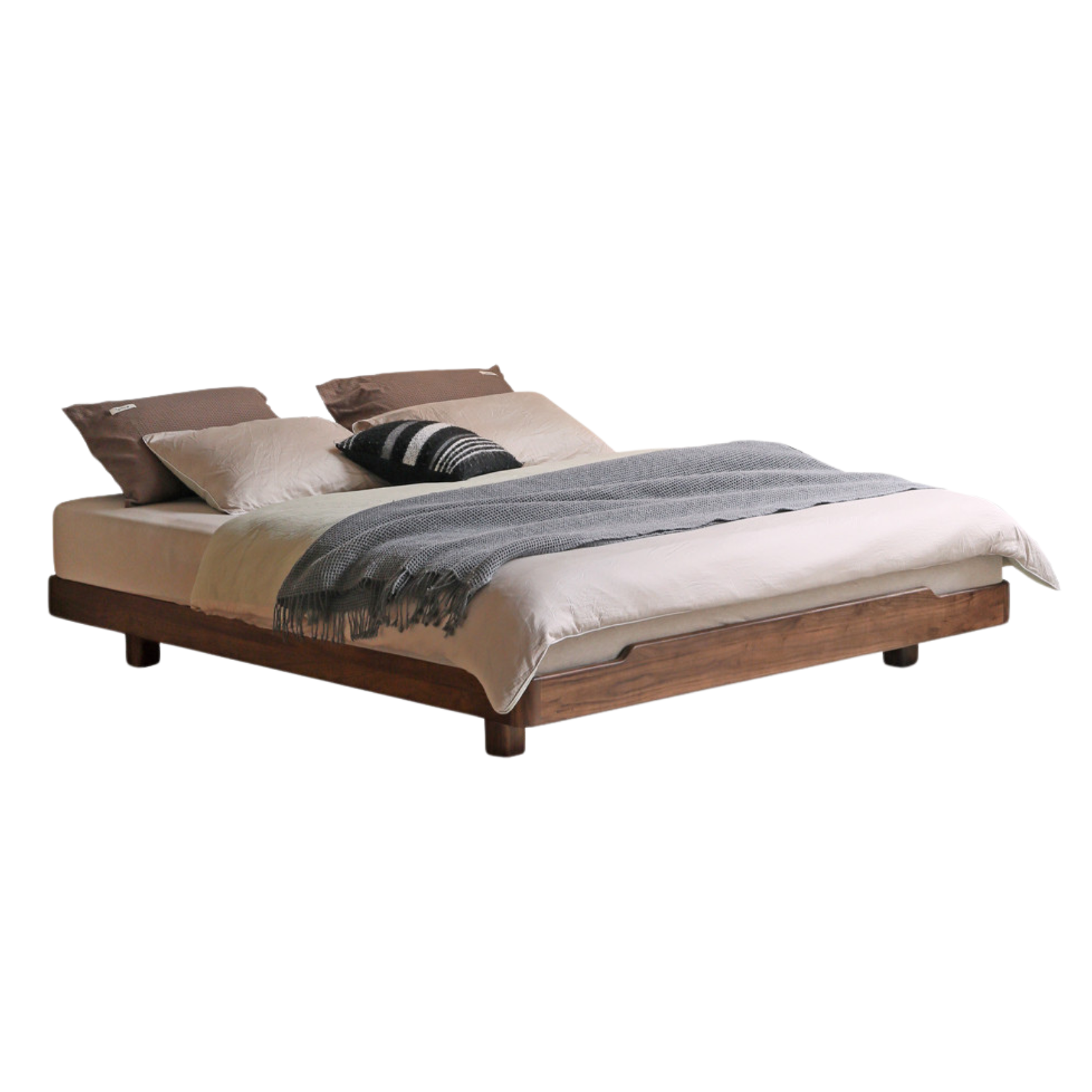 Walnut color Oak tatami Platform Bed