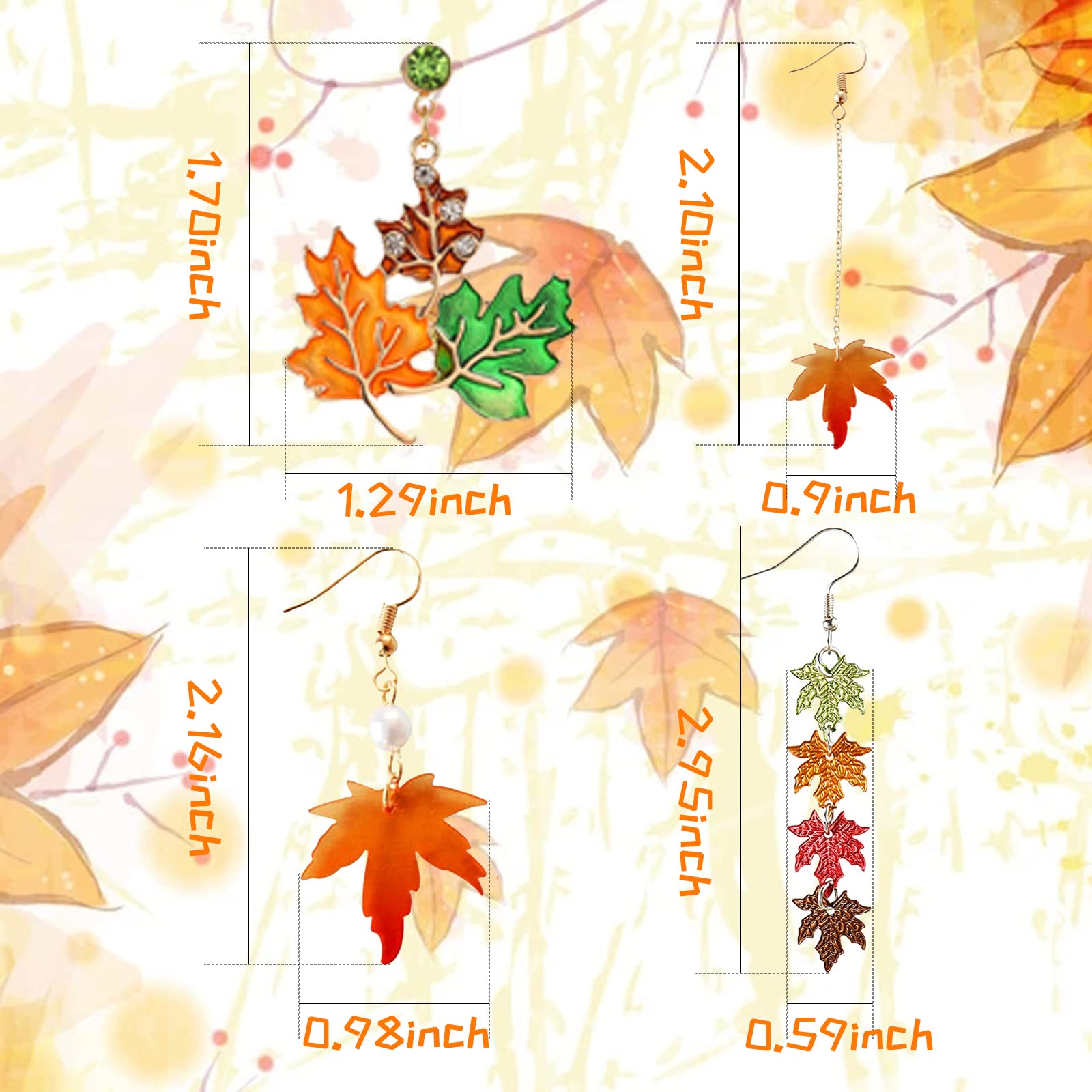 Candy Corn Earrings for Women - Thanksgiving Pumpkin & Red Maple Leaf Dangle Earrings - Fall Holiday Jewelry Gifts for Friends & Family - Perfect for Thanksgiving Parties & Autumn Festivals