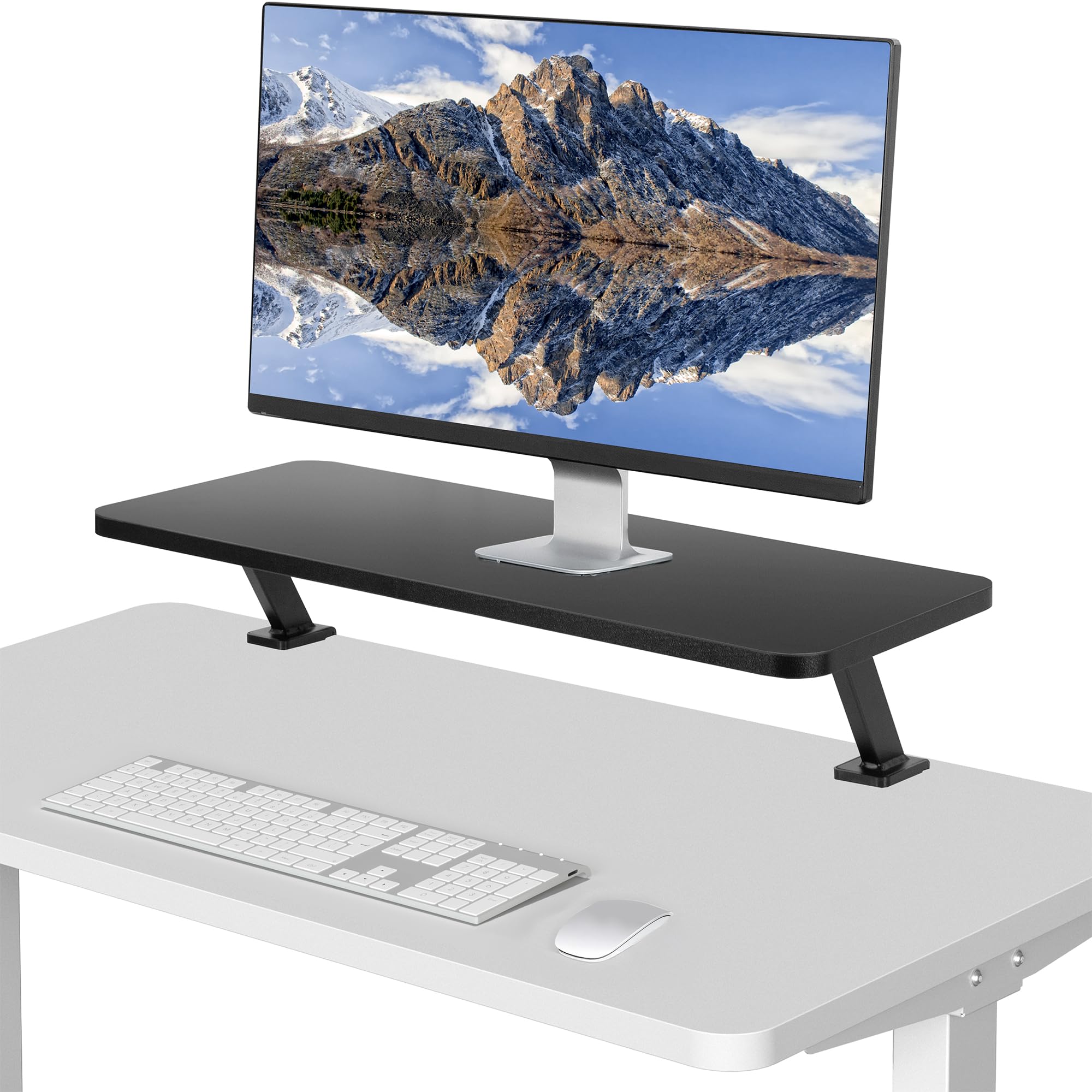 VIVO Black 26 Inch Clamp-On Ergonomic Monitor Stand Riser - Adjustable Desk Shelf Organizer for Single Computer Screen or Laptop | Perfect for Home Office, Gaming Setup & Workspace Organization