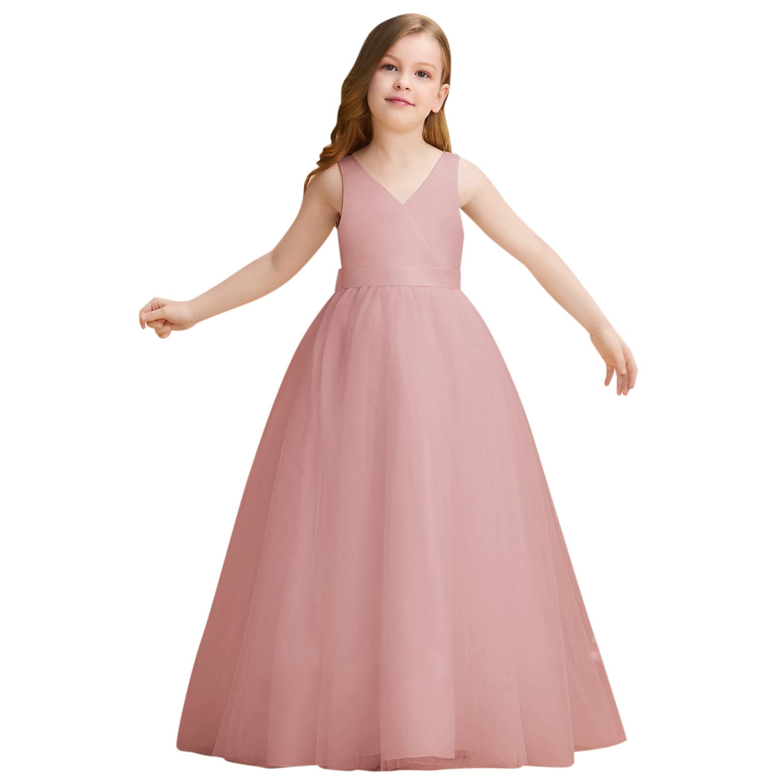 Princess Tulle Dress for Girls 4-14 Years - Sleeveless Patchwork Party Gown with Bow | Perfect for Birthday Parties, Pageants, and Special Occasions