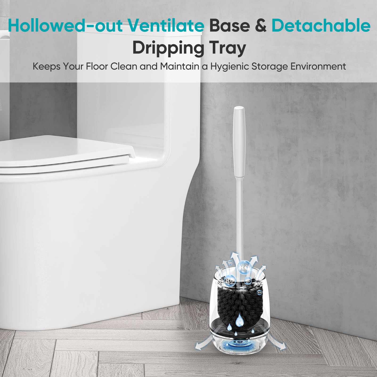 ROLIZOE Toilet Brush and Holder Set - Drip-Proof Design for Deep Cleaning, Compact Space-Saving Toilet Bowl Brush | Perfect for Bathroom, RV, and Small Space Cleaning