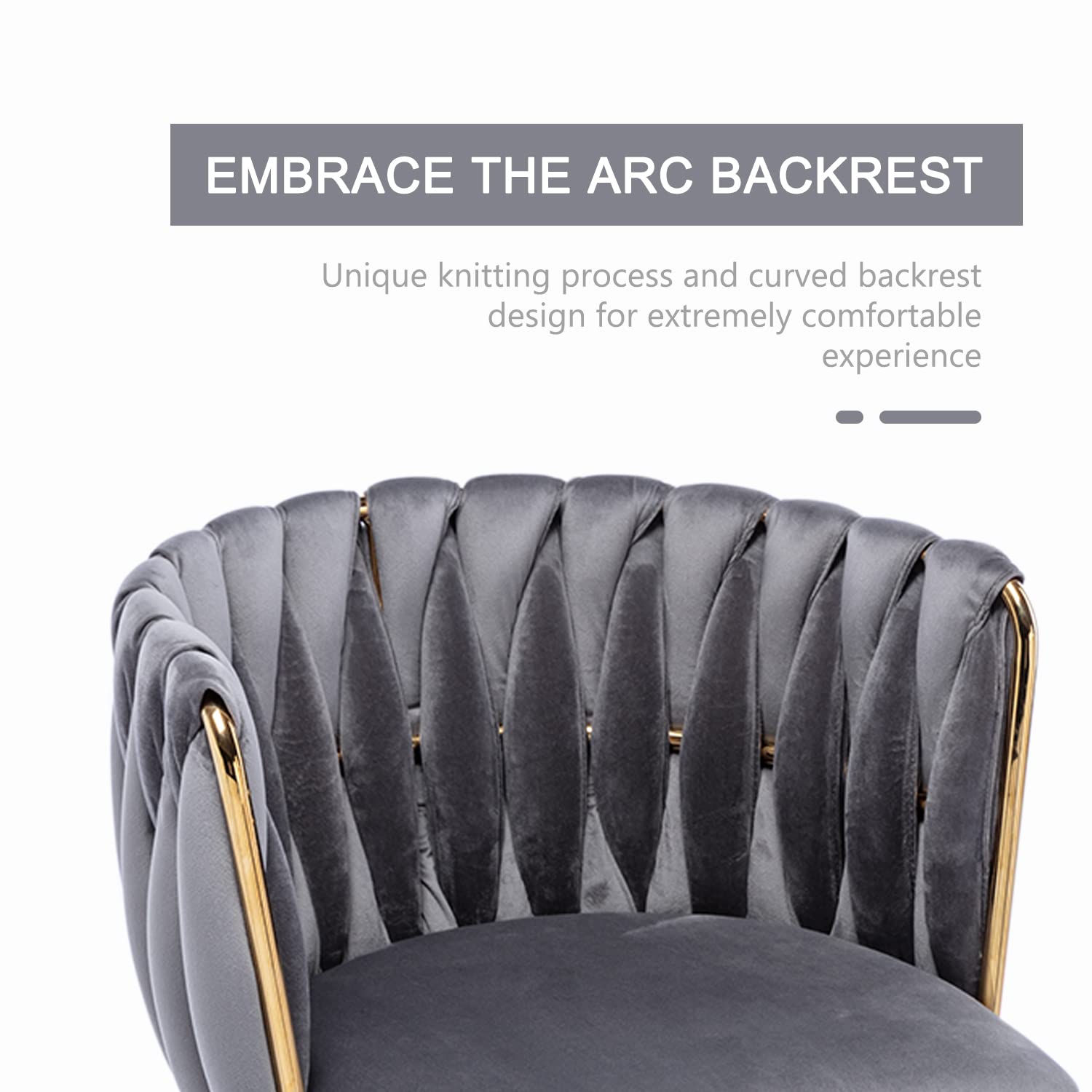Kiztir Velvet Dining Chairs Set of 2 - Upholstered Modern Dining Room Chairs with Gold Metal Legs, Luxury Tufted Accent Chairs for Living Room, Bedroom, Kitchen - Soft Grey Velvet Fabric (Perfect for Small Spaces & Home Decor)