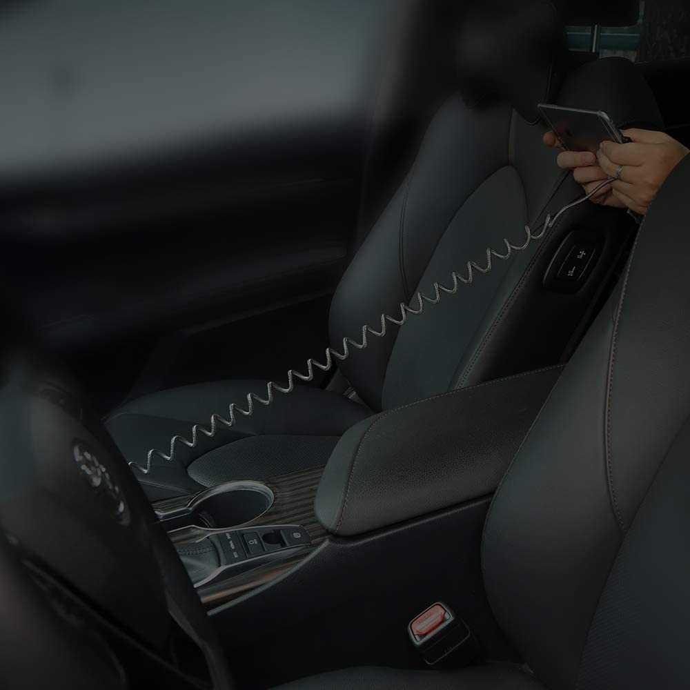 Mcdodo Anti-Winding 90° Right Angle Coiled USB Cable - 6FT/1.8M Nylon Braided Sync & Charge Cord with LED for iPhone 14/13/12/11 Pro Max (Black) - Perfect for Gaming, Travel & Tangle-Free Charging