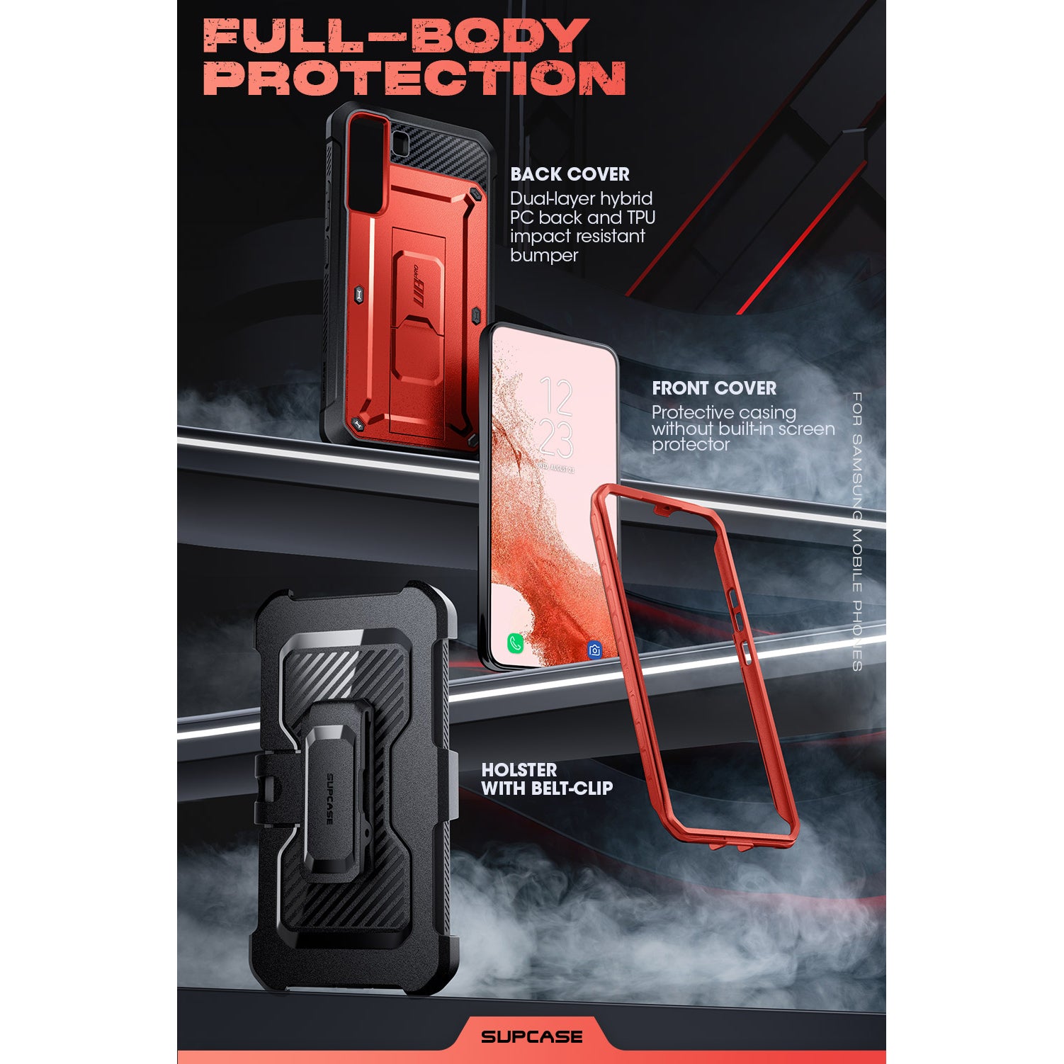 Samsung Galaxy S22 Unicorn Beetle PRO Case - Heavy Duty Rugged Shockproof Cover with Metallic Red Finish | Perfect for Outdoor, Work & Extreme Sports Protection