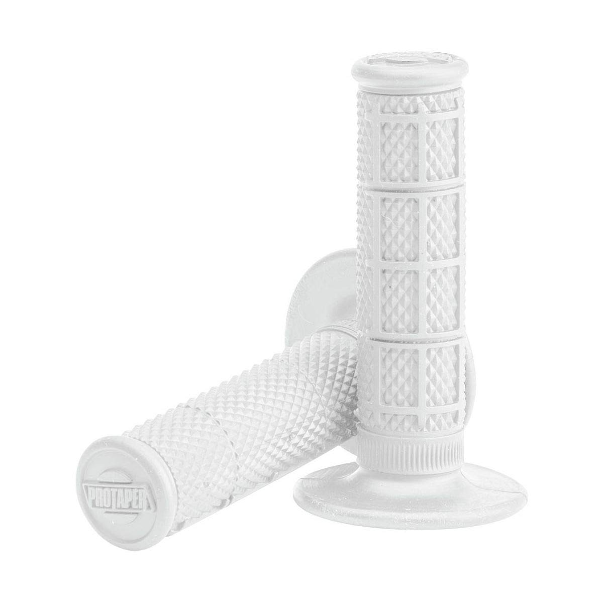 Pro Taper MX 1/3 Waffle Grips (White) - High-Performance Motorcycle Handlebar Grips - Durable Rubber for Comfort & Control - 1 Pair - Perfect for Dirt Bikes, ATVs & Off-Road Riding