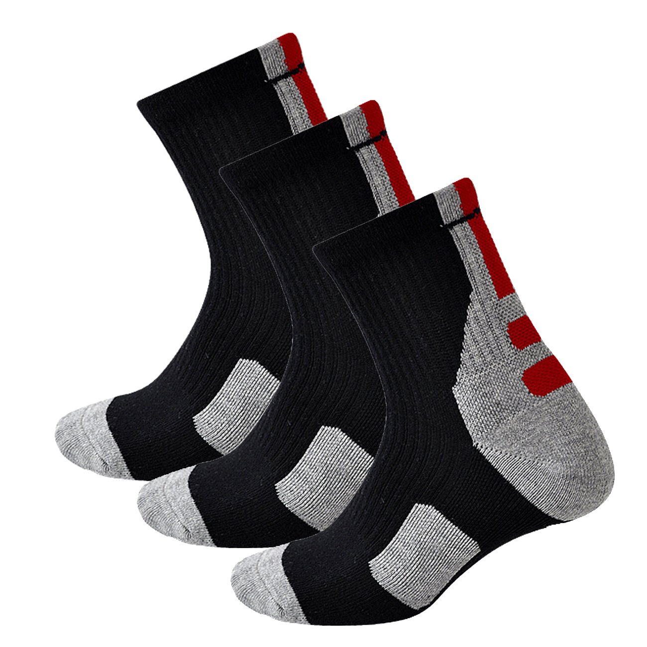 FOMANN Men's Cushioned Athletic Crew Socks 3-Pack - Breathable Sports Socks for Basketball, Football & Running - Comfortable for Daily Wear & Workout