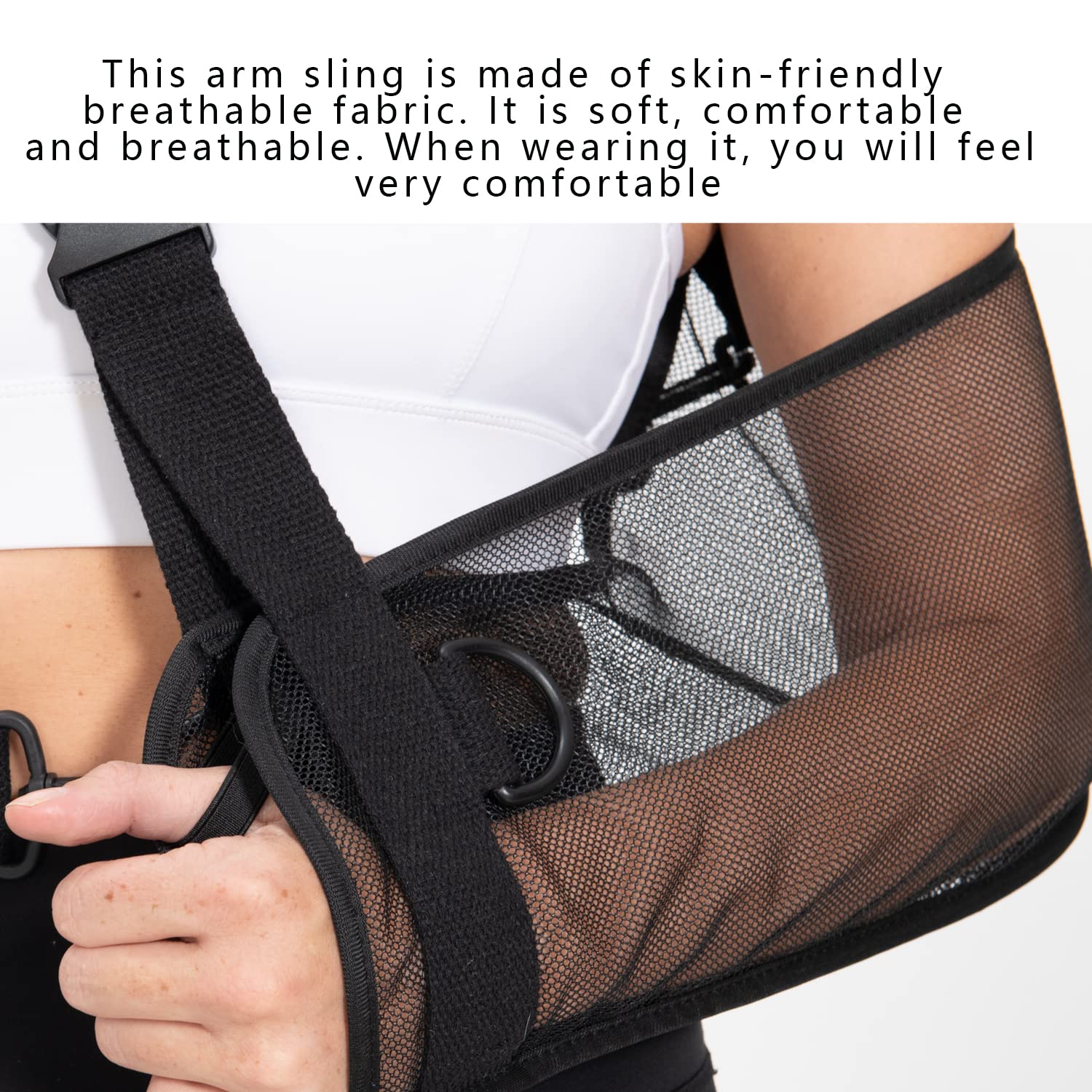 Mesh Arm Sling with Adjustable Waist Strap - Shoulder & Elbow Injury Support for Rotator Cuff, Dislocation, Fracture - Comfortable Arm Brace for Men & Women - Ideal for Post-Surgery, Shower & Daily Activities
