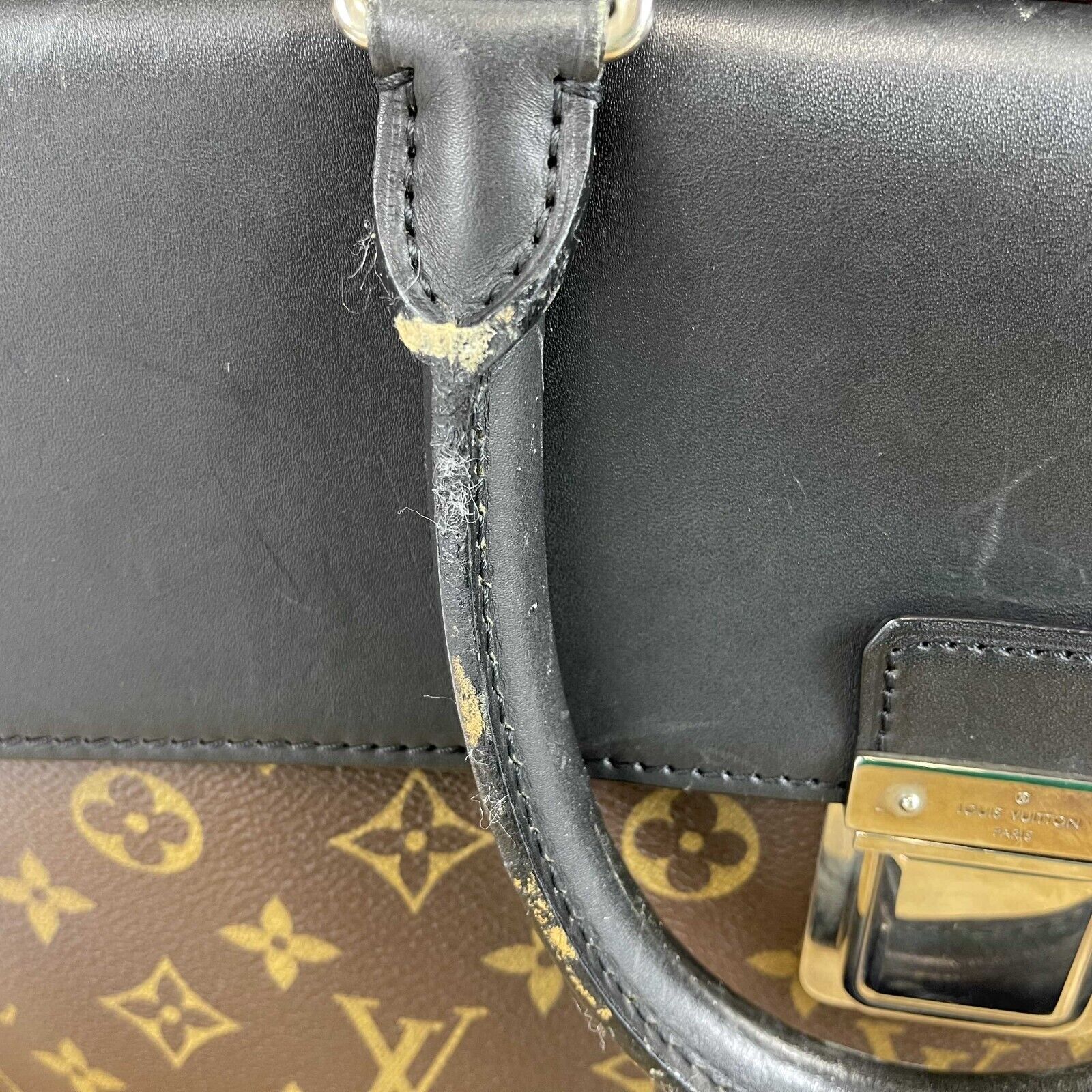 Louis Vuitton Monogram Canvas Briefcase - Macassar Leather Laptop Bag for Business Professionals (Brown/Black) | Stylish Work Bag for Office, Meetings & Business Travel