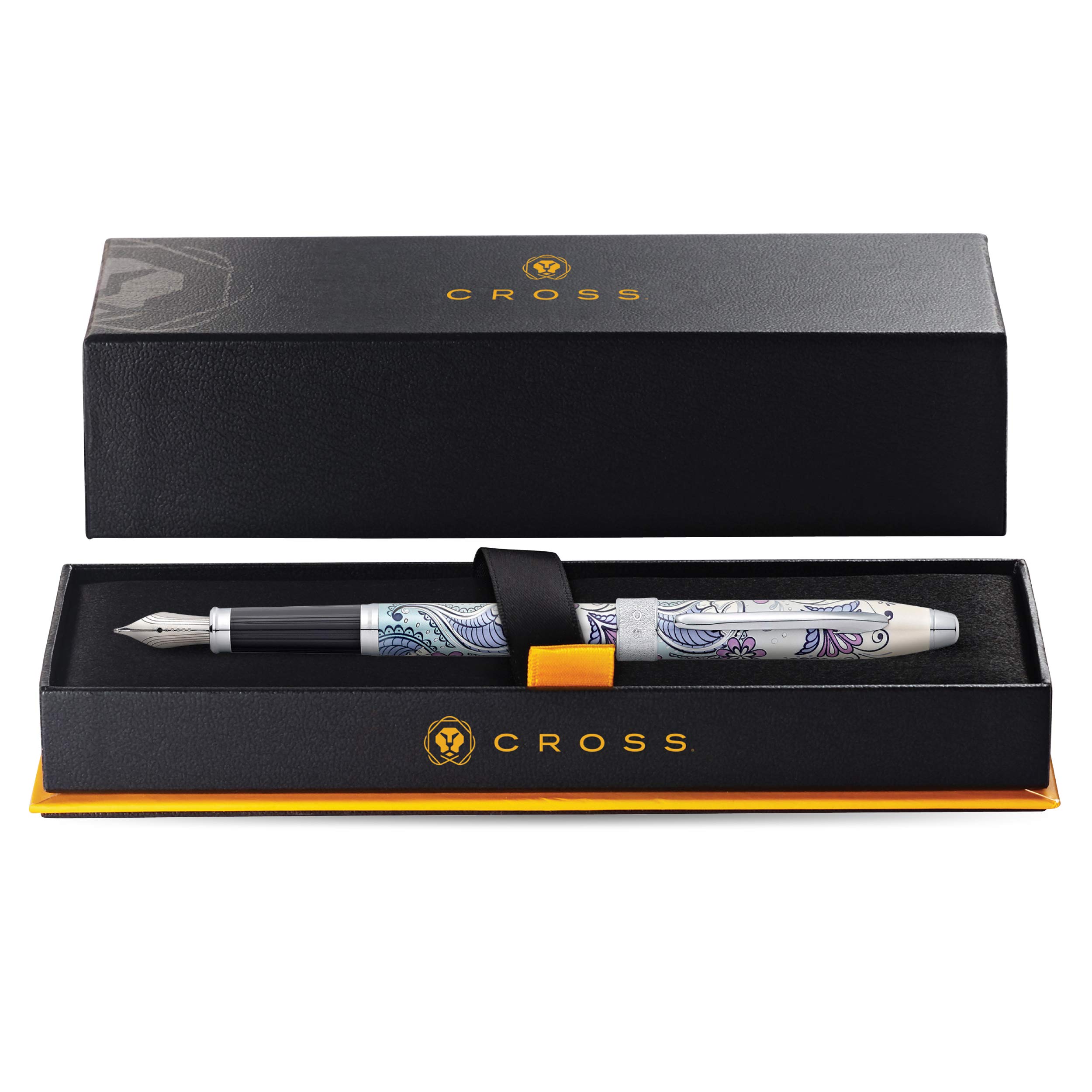 Premium Refillable Fountain Pen with Medium Nib - Cross Botanica Purple Orchid, Luxury Gift Box Included | Perfect for Writing, Journaling, Calligraphy & Elegant Gifts