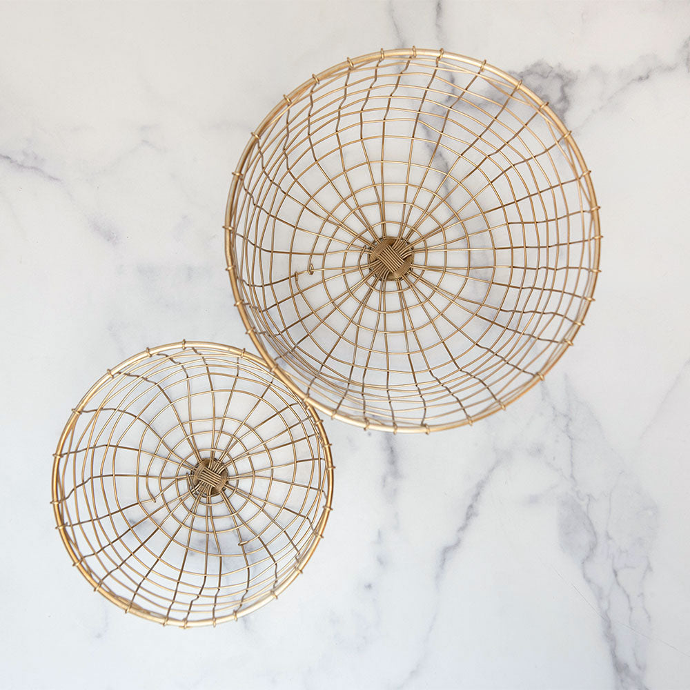 Vintage Round Brass Wire Storage Basket - Decorative Organizer for Home, Office, or Bathroom | Perfect for Towels, Blankets & Magazines