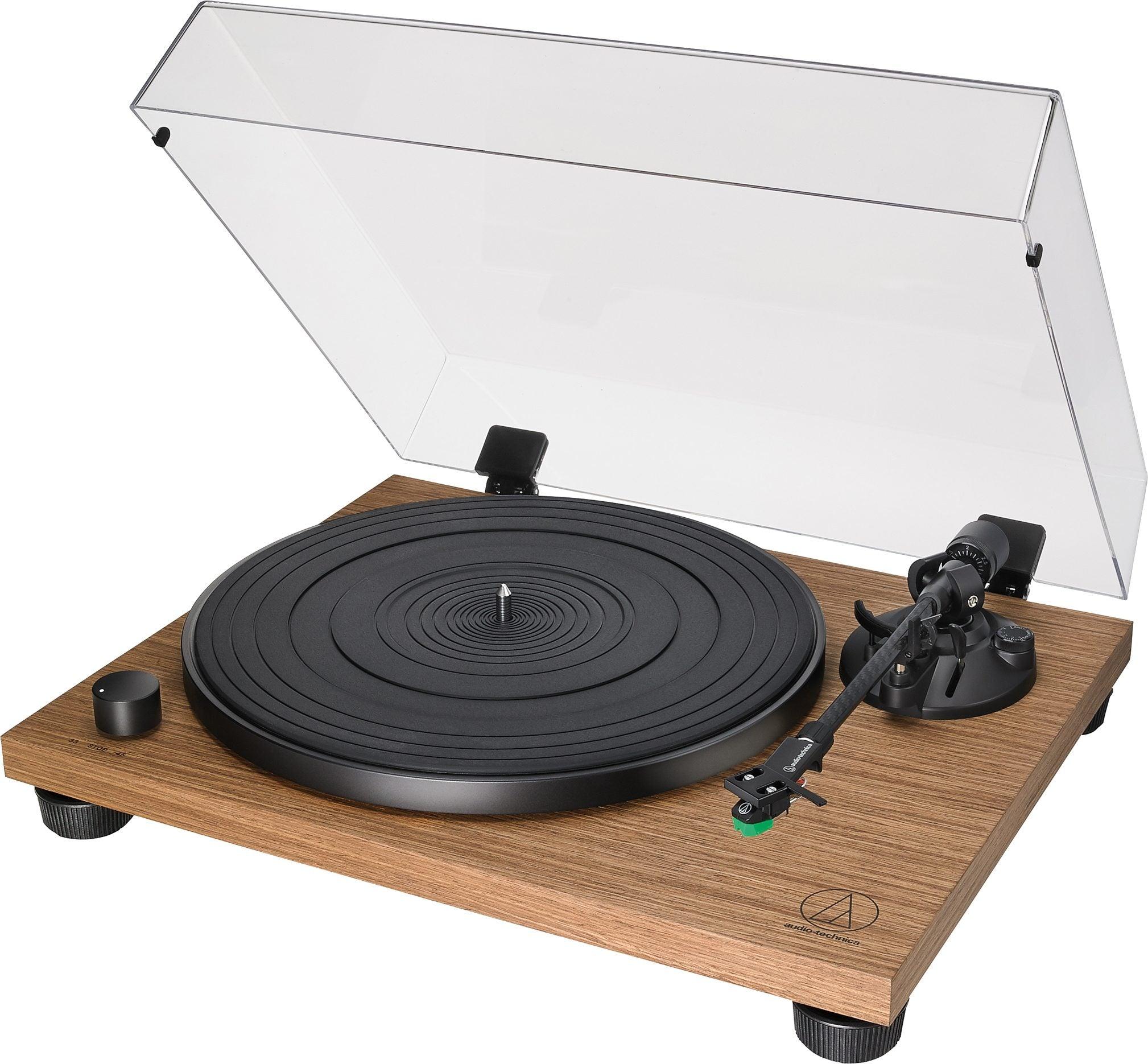 Audio Technica AT LPW40WN Fully Manual Belt-Drive Turntable with Wood Base - 33/45 RPM Speeds, Built-in Phono Preamp - Perfect for Vinyl Enthusiasts & Home Listening