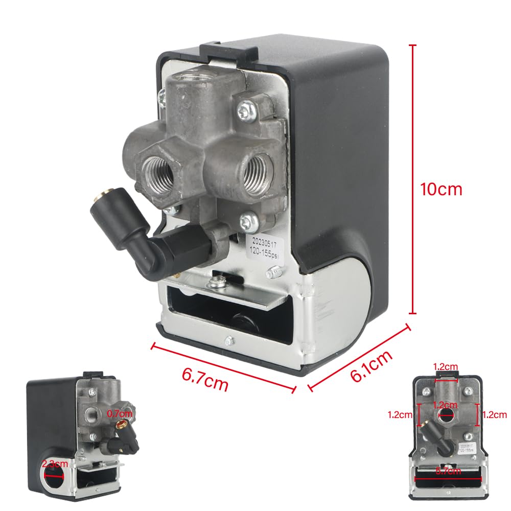 Craftsman Air Compressor Pressure Switch Replacement 26 AMPS 120/240V 125-155 PSI 4 Port (Model 034-0228) - Perfect for Workshop, Garage & DIY Projects